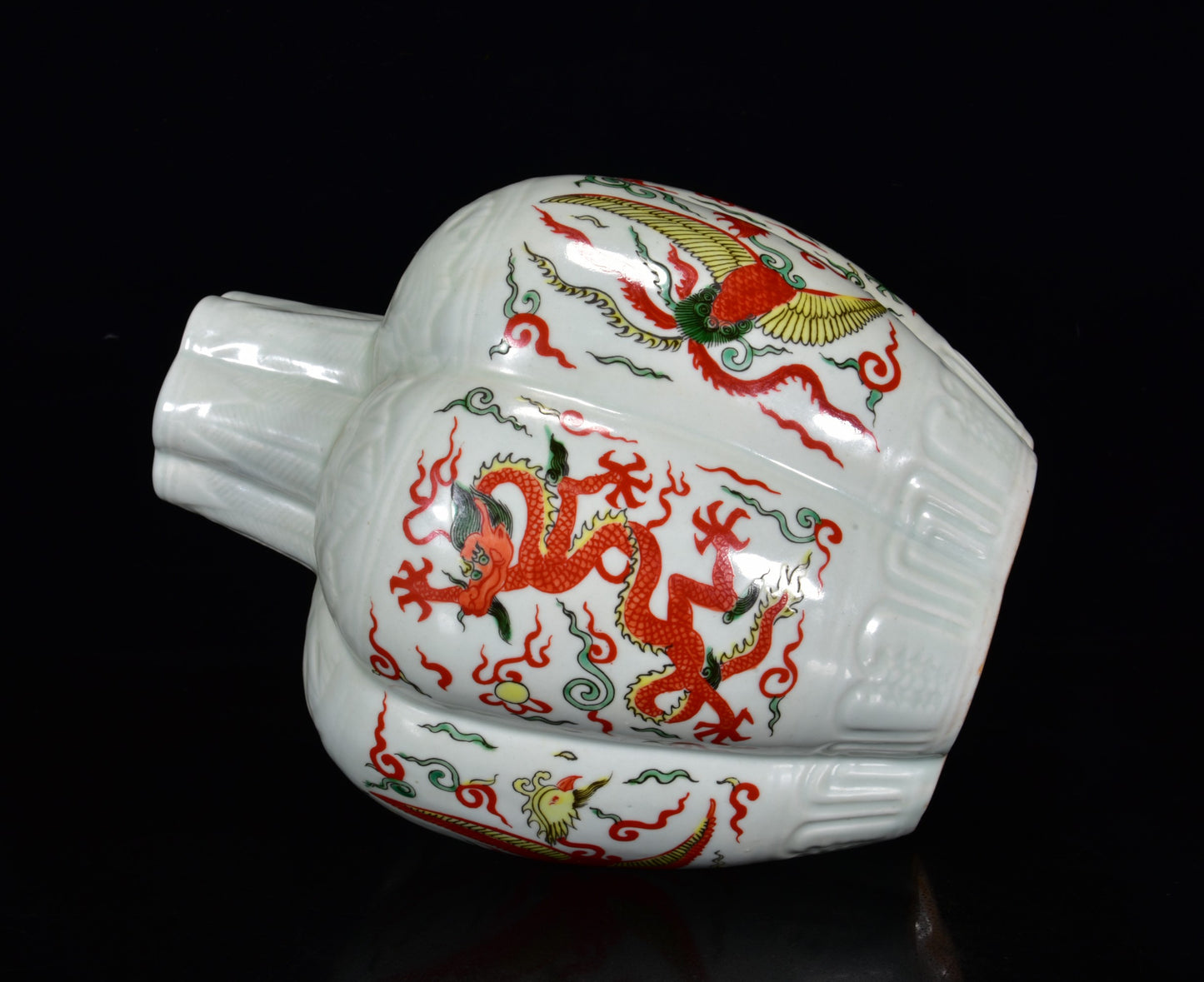 A1835 Chinese Wucai Dragon Phoenix Design Porcelain Vase