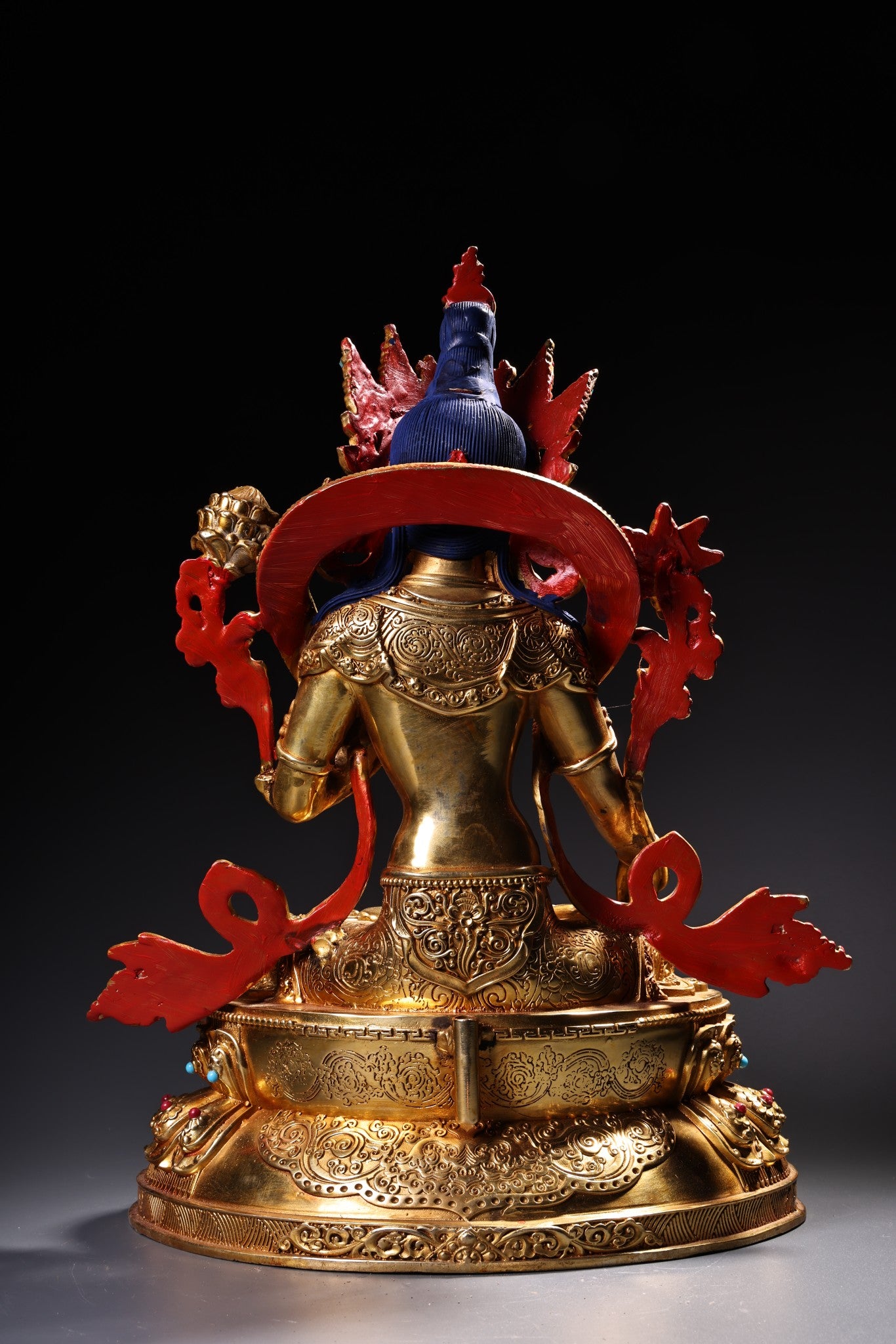 A1839 Tibetan Buddhism Gilt Gold Copper Inlay Gems Tara Statue