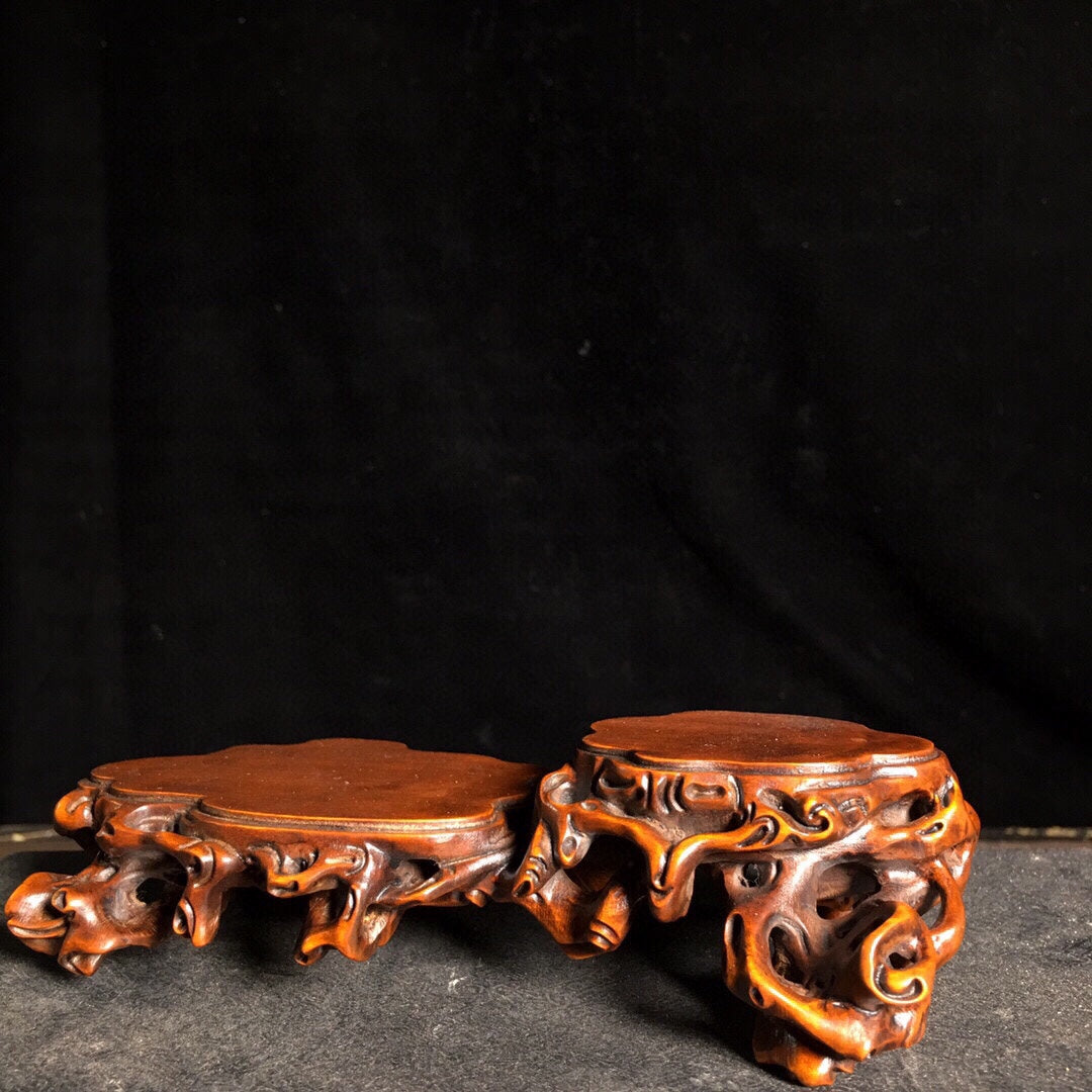A1848 Old Chinese Boxwood Wood Hand Carved Base Statue