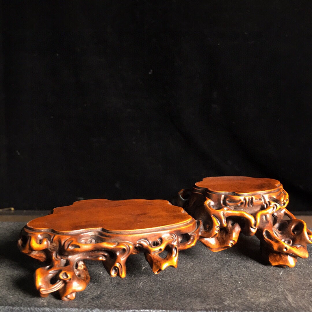 A1848 Old Chinese Boxwood Wood Hand Carved Base Statue