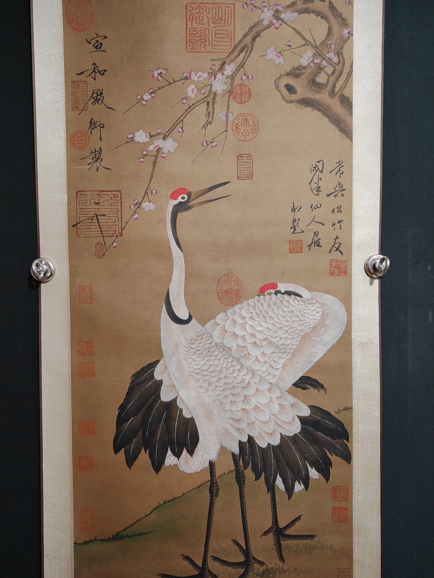 A1897 Chinese Watercolour On Silk Crane Design Painting - Zhao Ji(1082~1135)