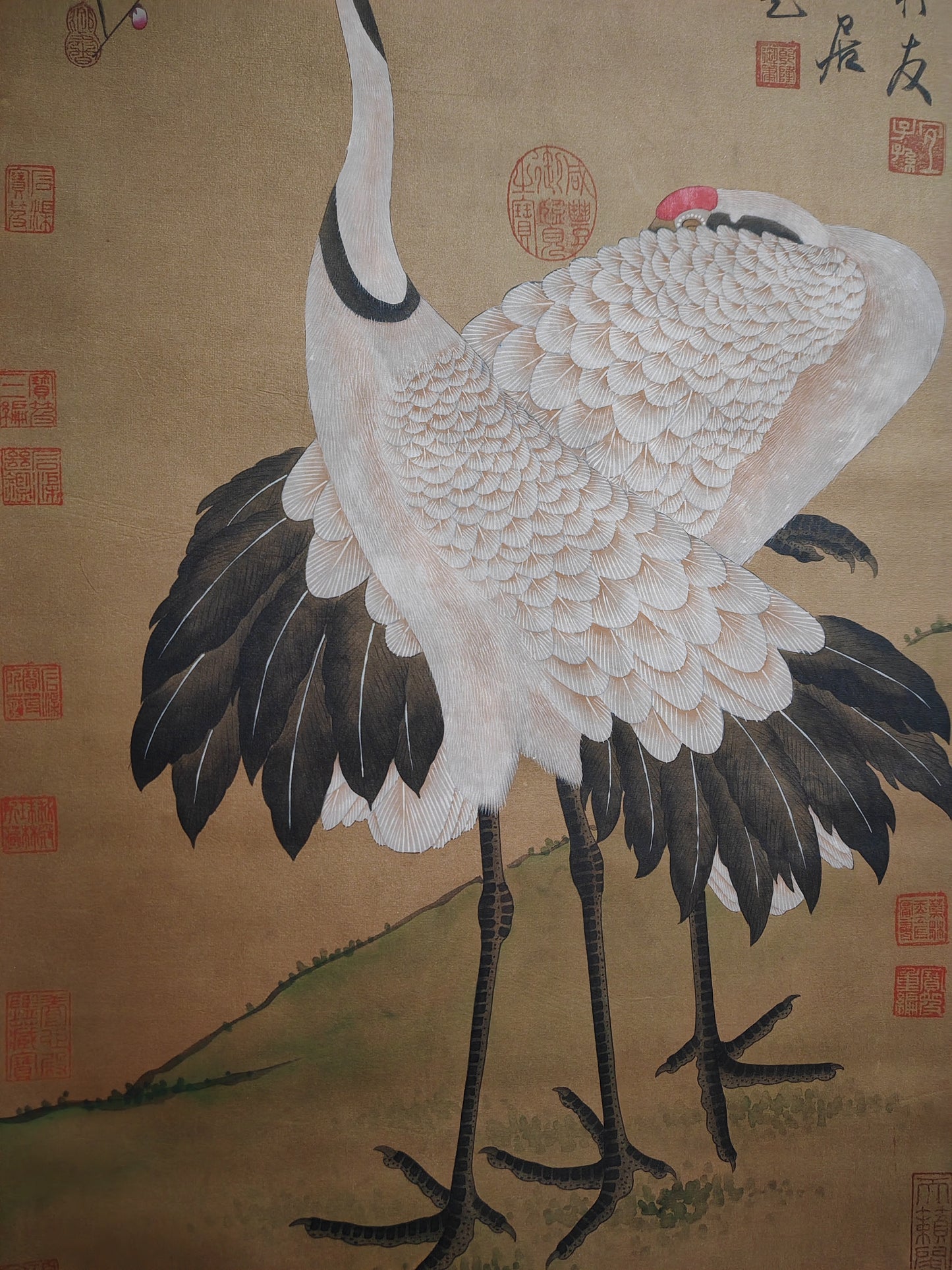 A1897 Chinese Watercolour On Silk Crane Design Painting - Zhao Ji(1082~1135)