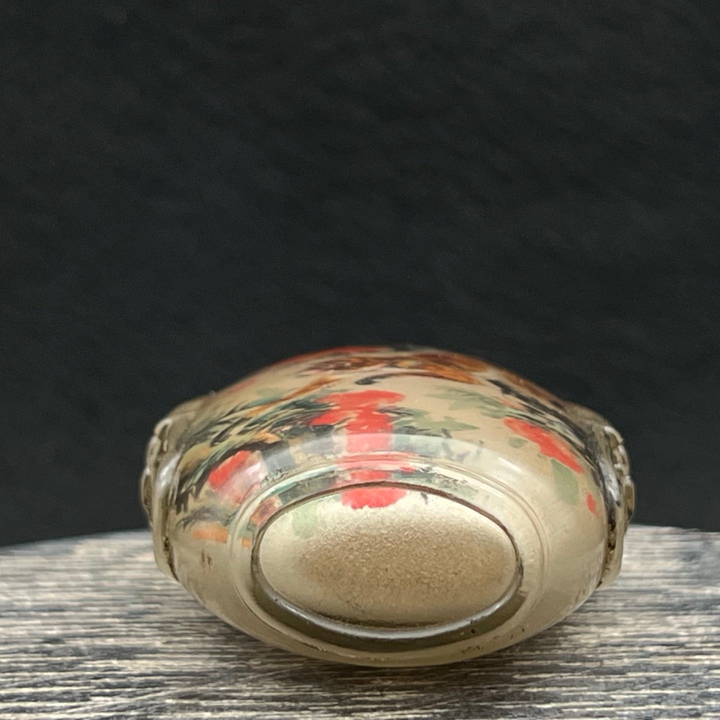 A1927 Old Chinese Peking Glass Inside Painting Monkey & Peach Design Snuff Bottle w Stopper