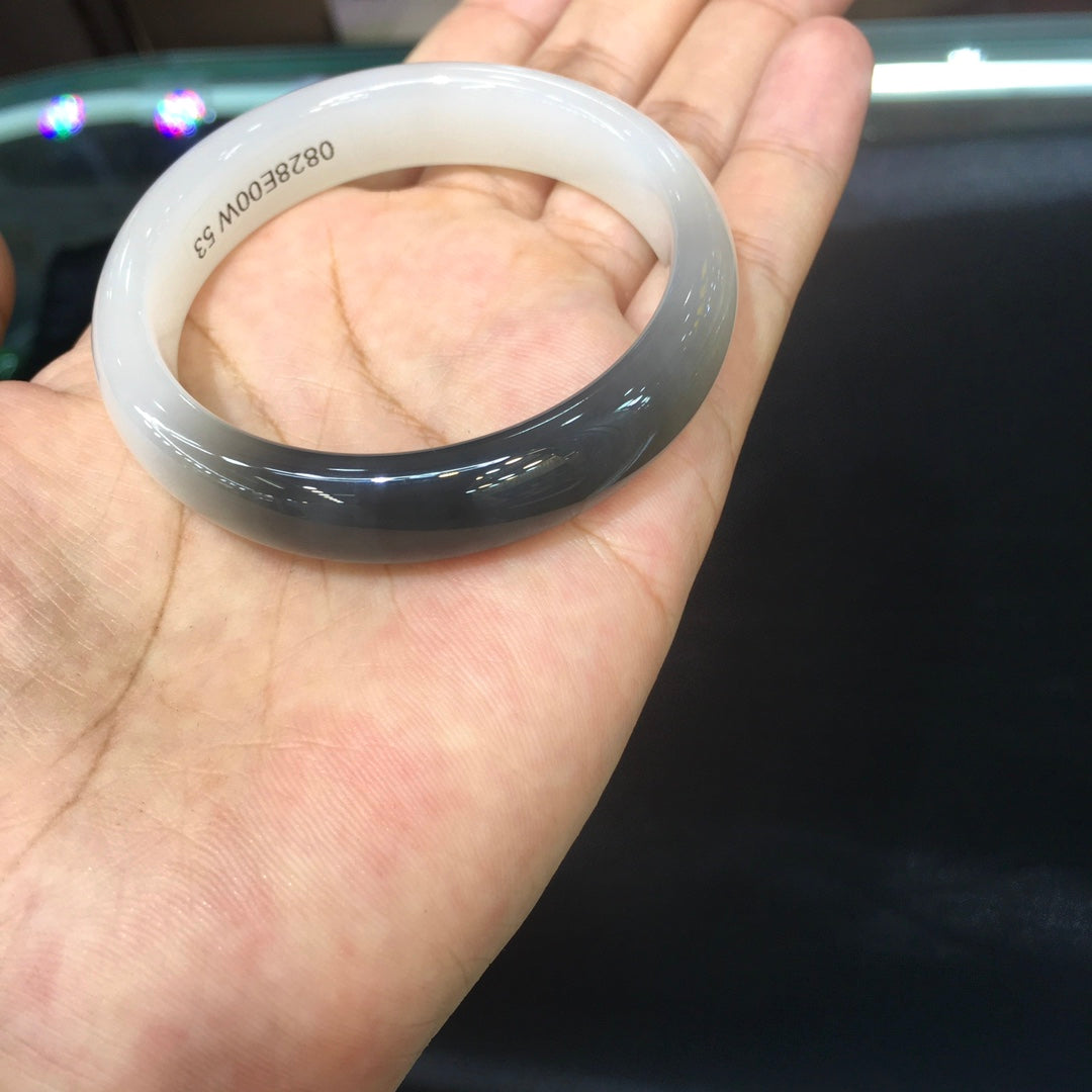 A1978 Inside Diameter 52.5 MM Superb Chinese Smoke Purple & White Hetian Jade Bracelet