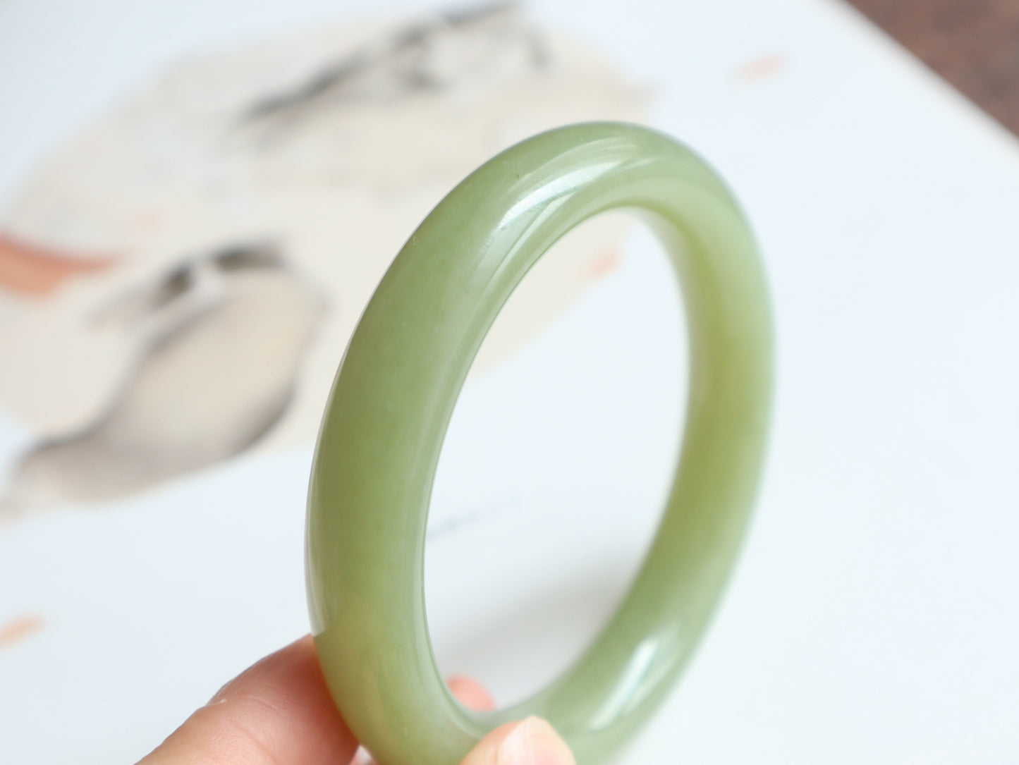 A1995 Inside Diameter 55 MM Superb Chinese Hetian Jade Bracelet