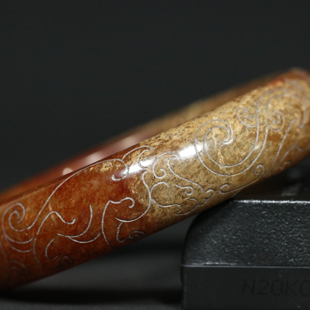 A2018 Vintage Chinese Hetian Jade Dragon Phoenix Bracelet