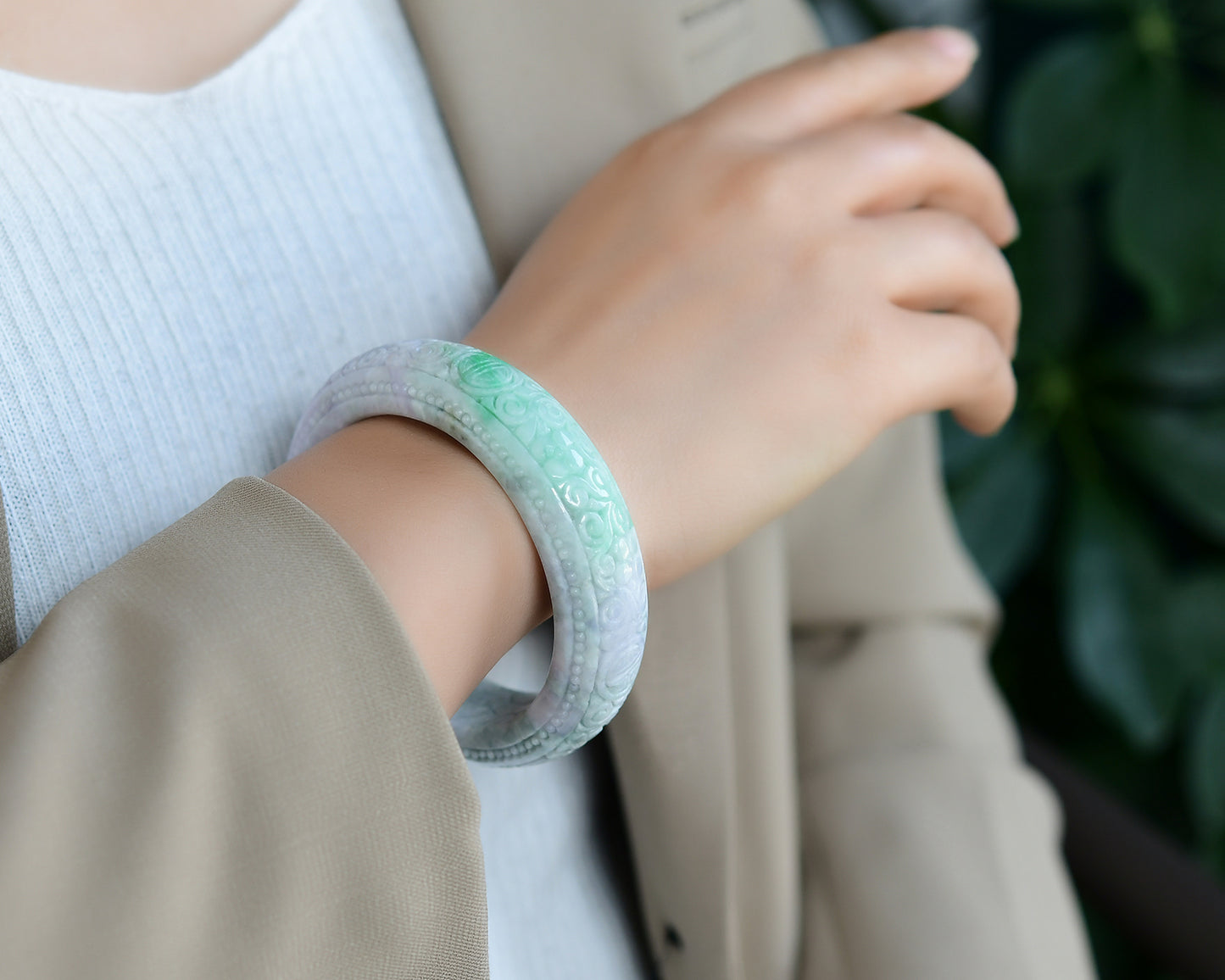 A2023 Inside Diameter 59 MM Beautiful Natural Jadeite Bracelet