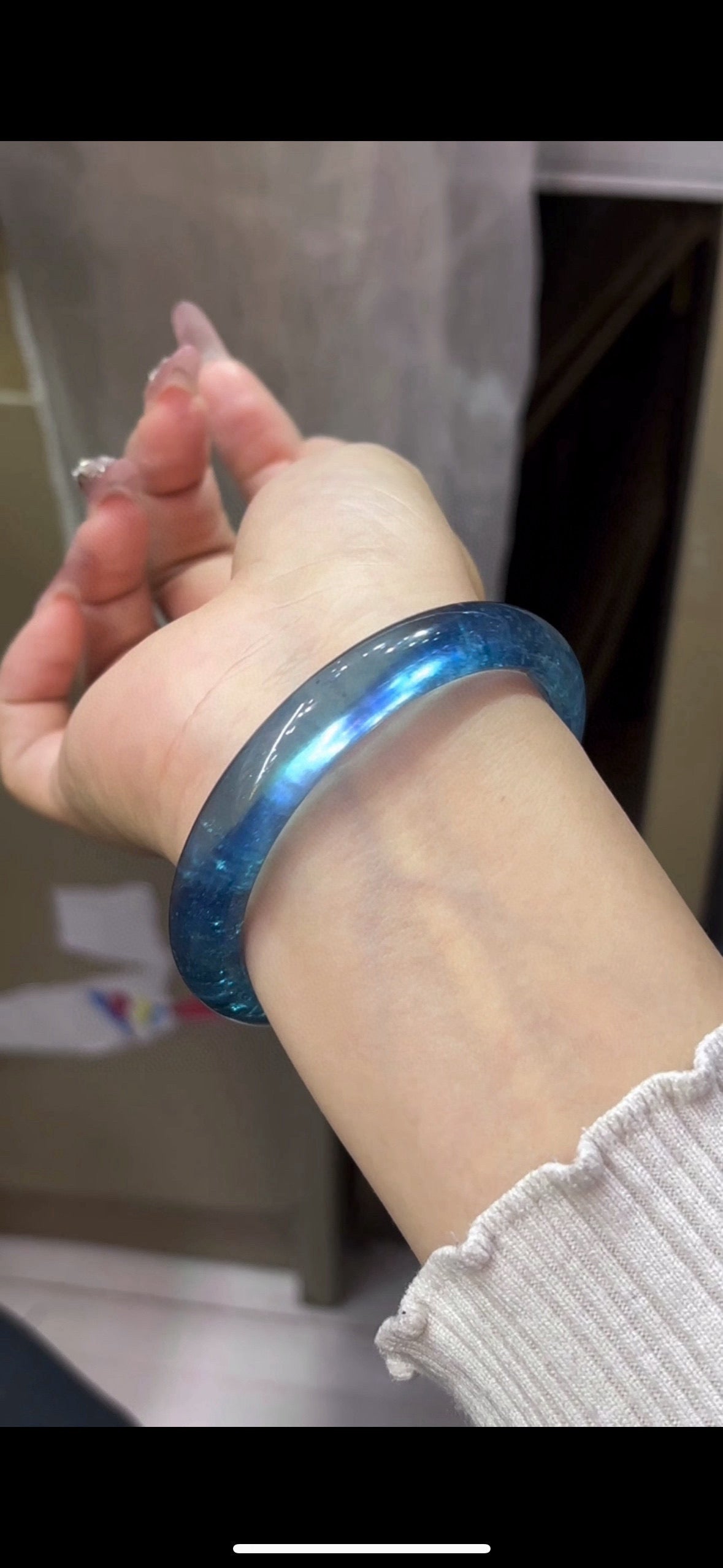 A2037 Inside Diameter 60 MM Beautiful Aquamarine Bracelet