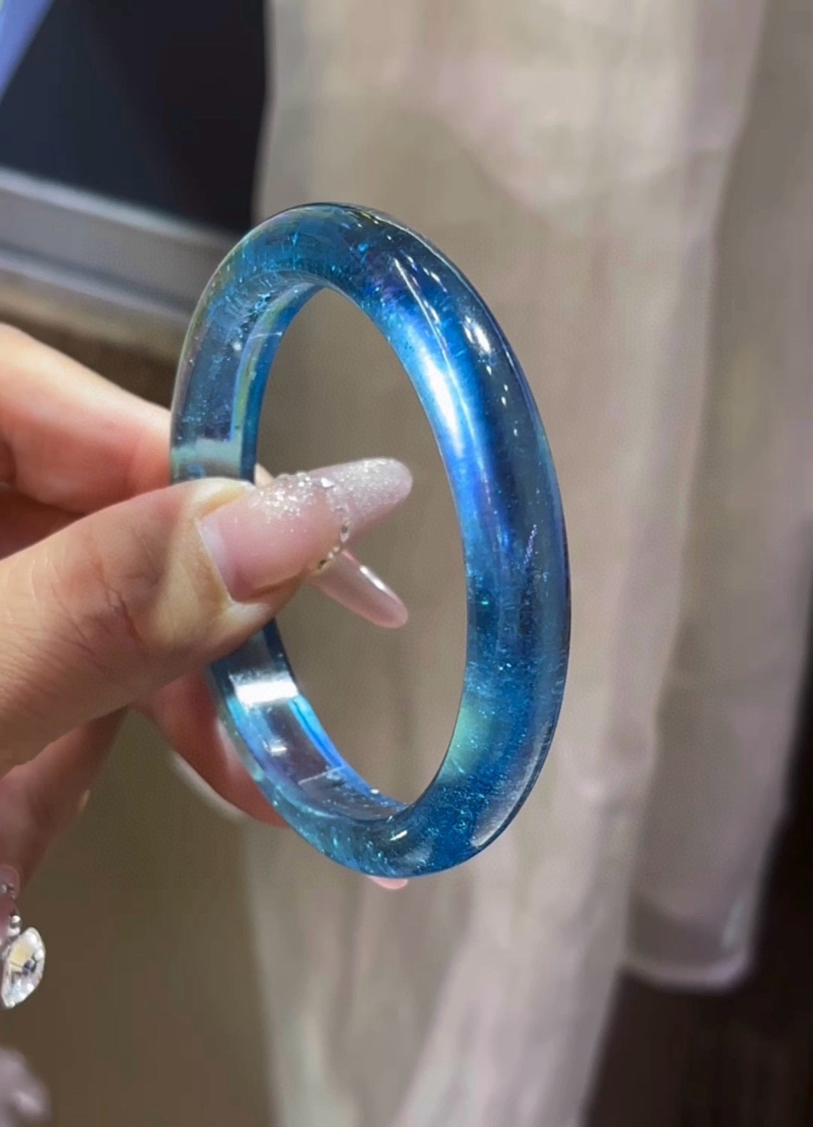 A2037 Inside Diameter 60 MM Beautiful Aquamarine Bracelet