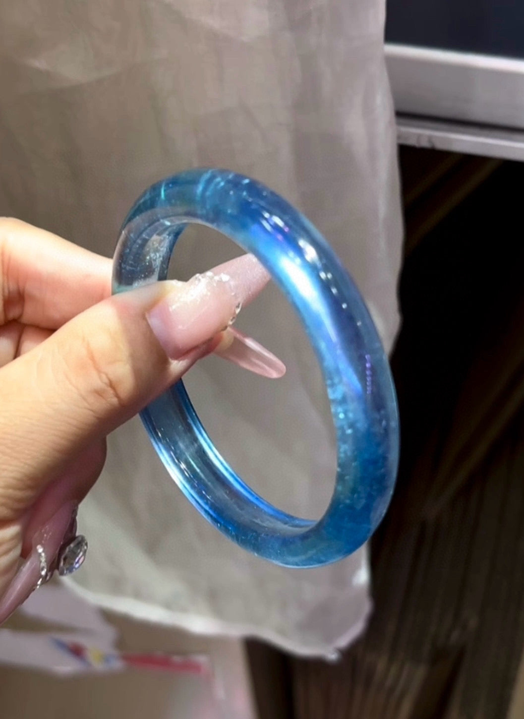 A2037 Inside Diameter 60 MM Beautiful Aquamarine Bracelet