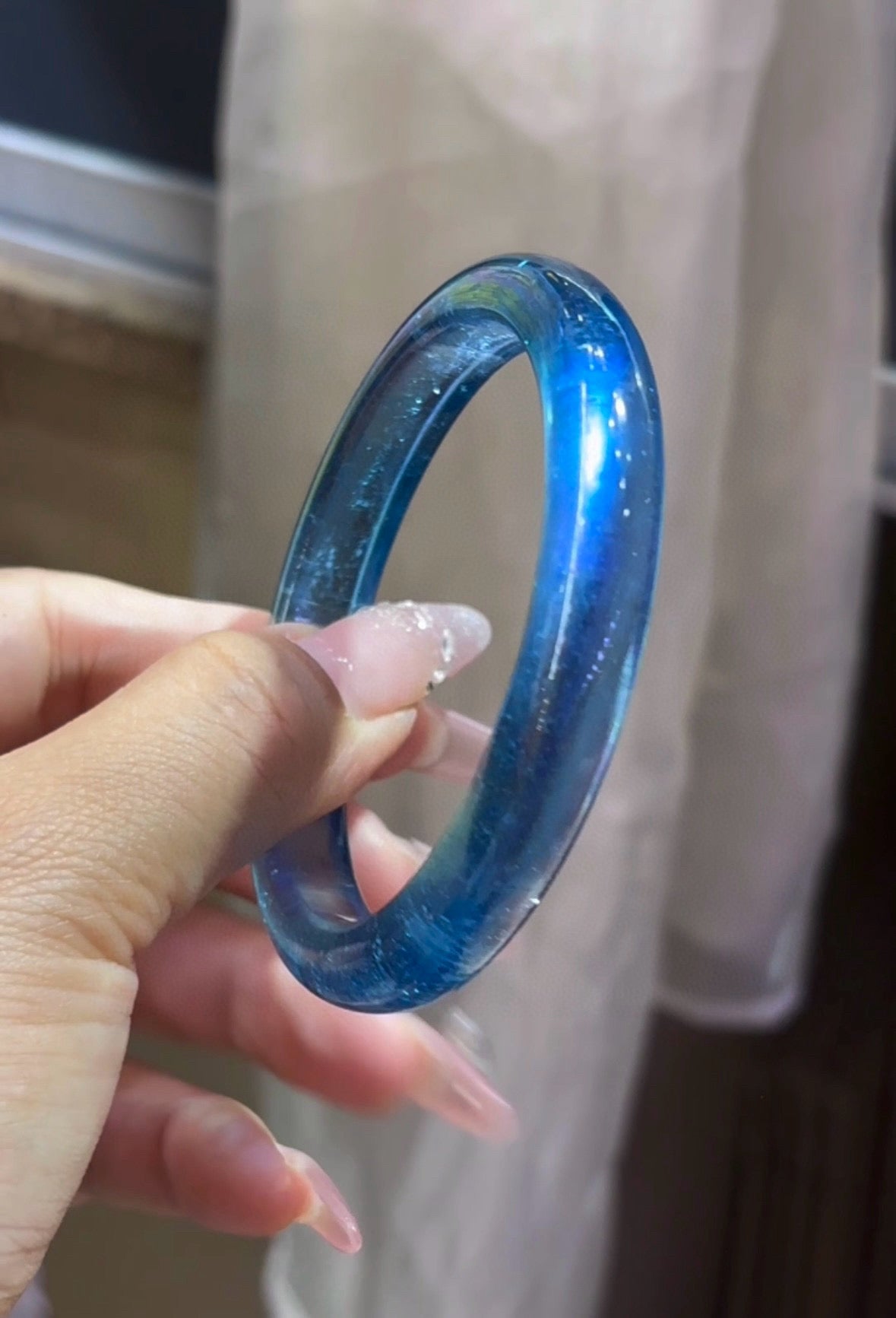 A2037 Inside Diameter 60 MM Beautiful Aquamarine Bracelet