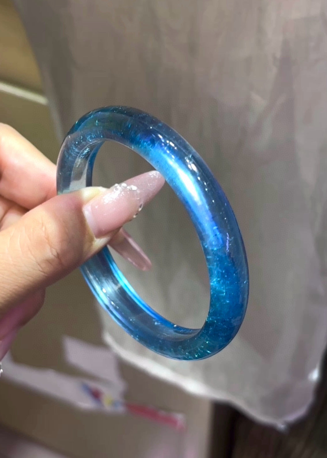 A2037 Inside Diameter 60 MM Beautiful Aquamarine Bracelet