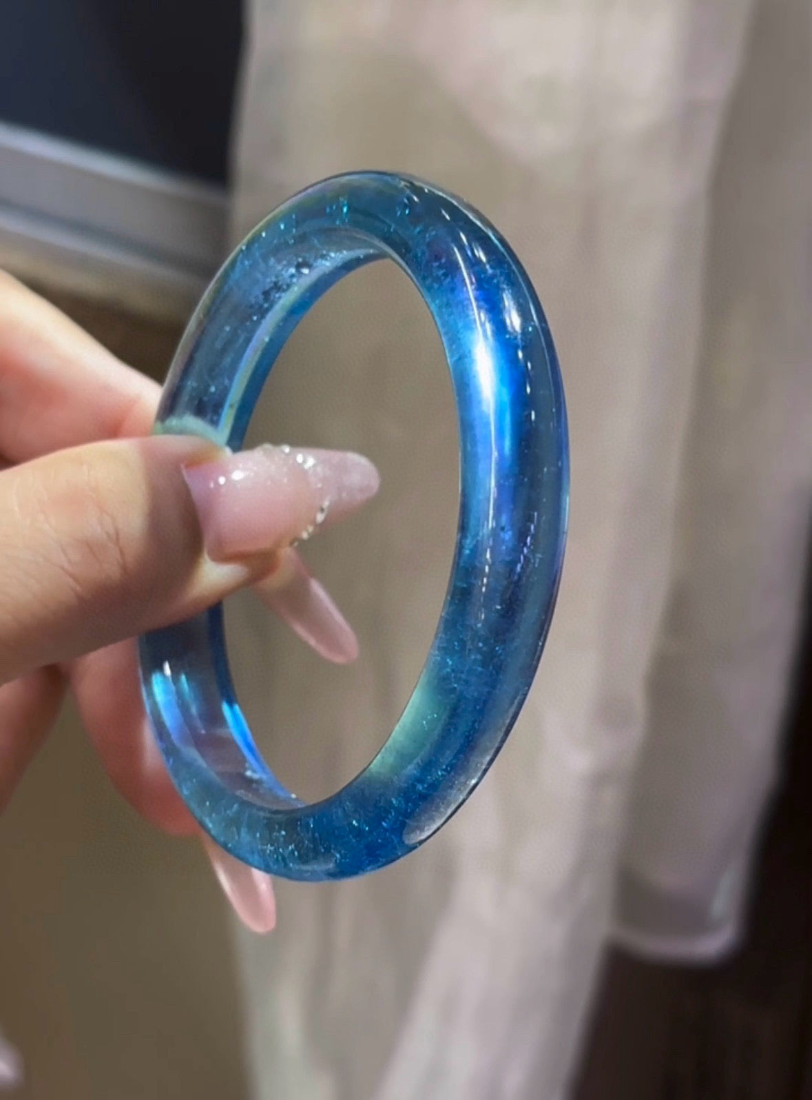 A2037 Inside Diameter 60 MM Beautiful Aquamarine Bracelet