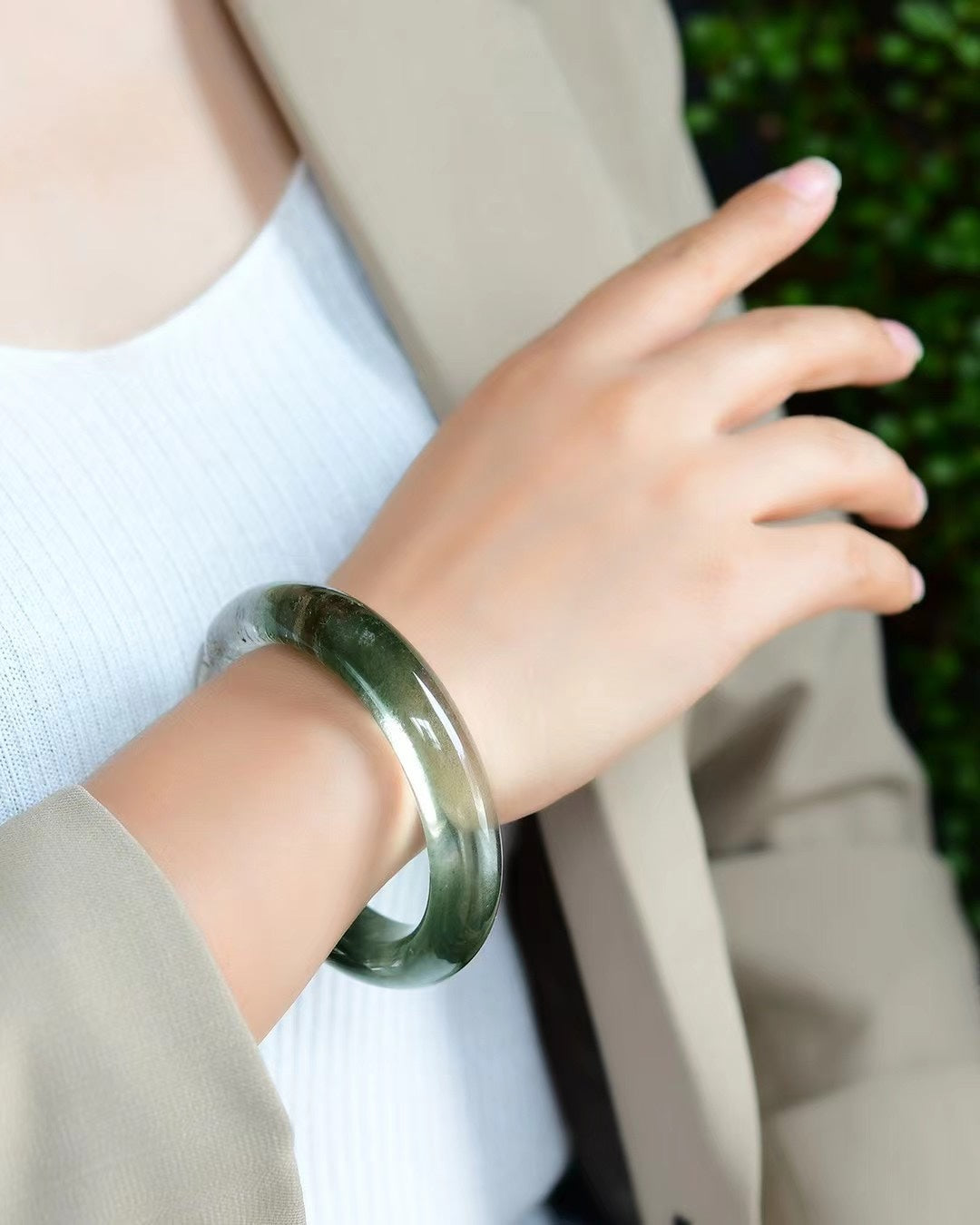 A2063 Inside Diameter 58 MM Beautiful Green Crystal Bracelet