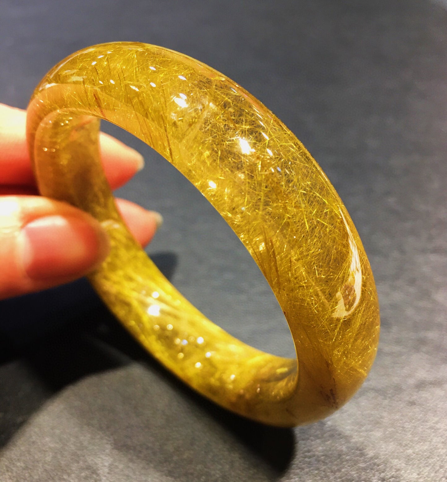 A2064 Inside Diameter 52.5 MM Beautiful Yellow Rutilated Quartz Bracelet