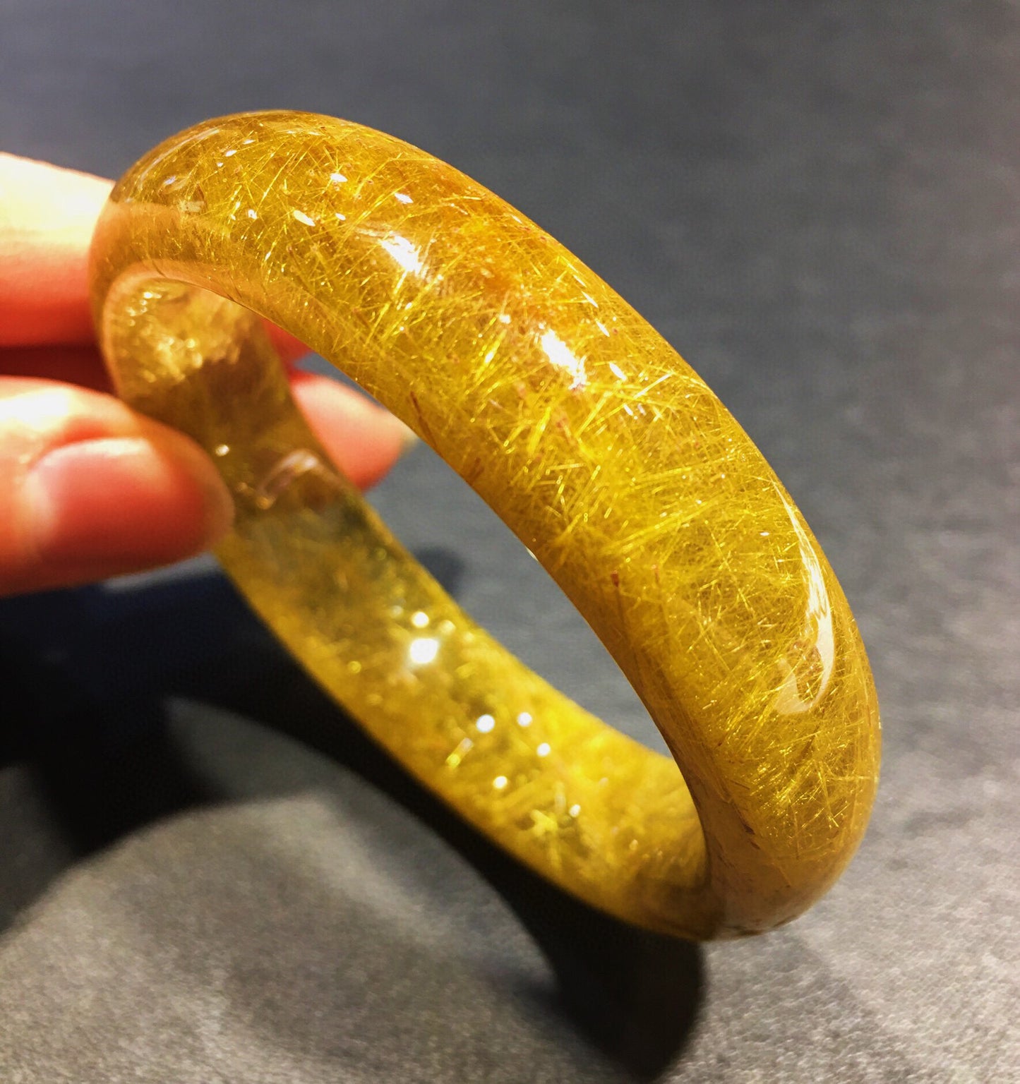 A2064 Inside Diameter 52.5 MM Beautiful Yellow Rutilated Quartz Bracelet