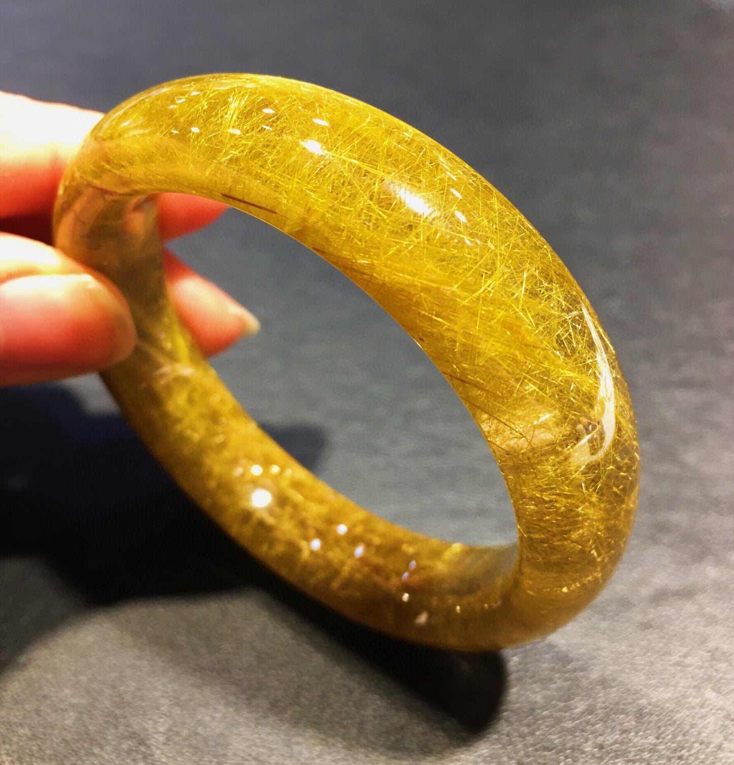 A2064 Inside Diameter 52.5 MM Beautiful Yellow Rutilated Quartz Bracelet