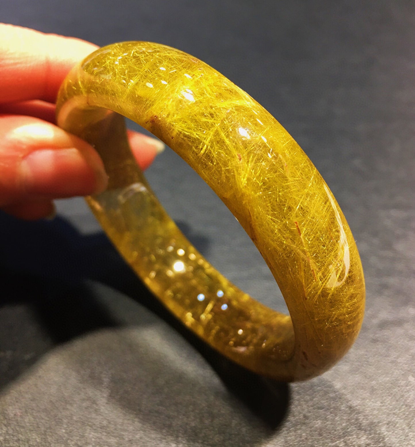 A2064 Inside Diameter 52.5 MM Beautiful Yellow Rutilated Quartz Bracelet