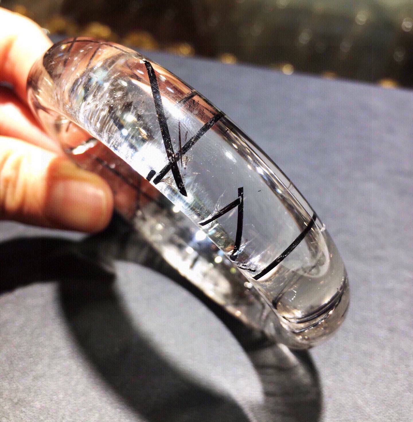 A2070 Inside Diameter 56.5 MM Beautiful Black Rutilated Quartz Crystal Bracelet