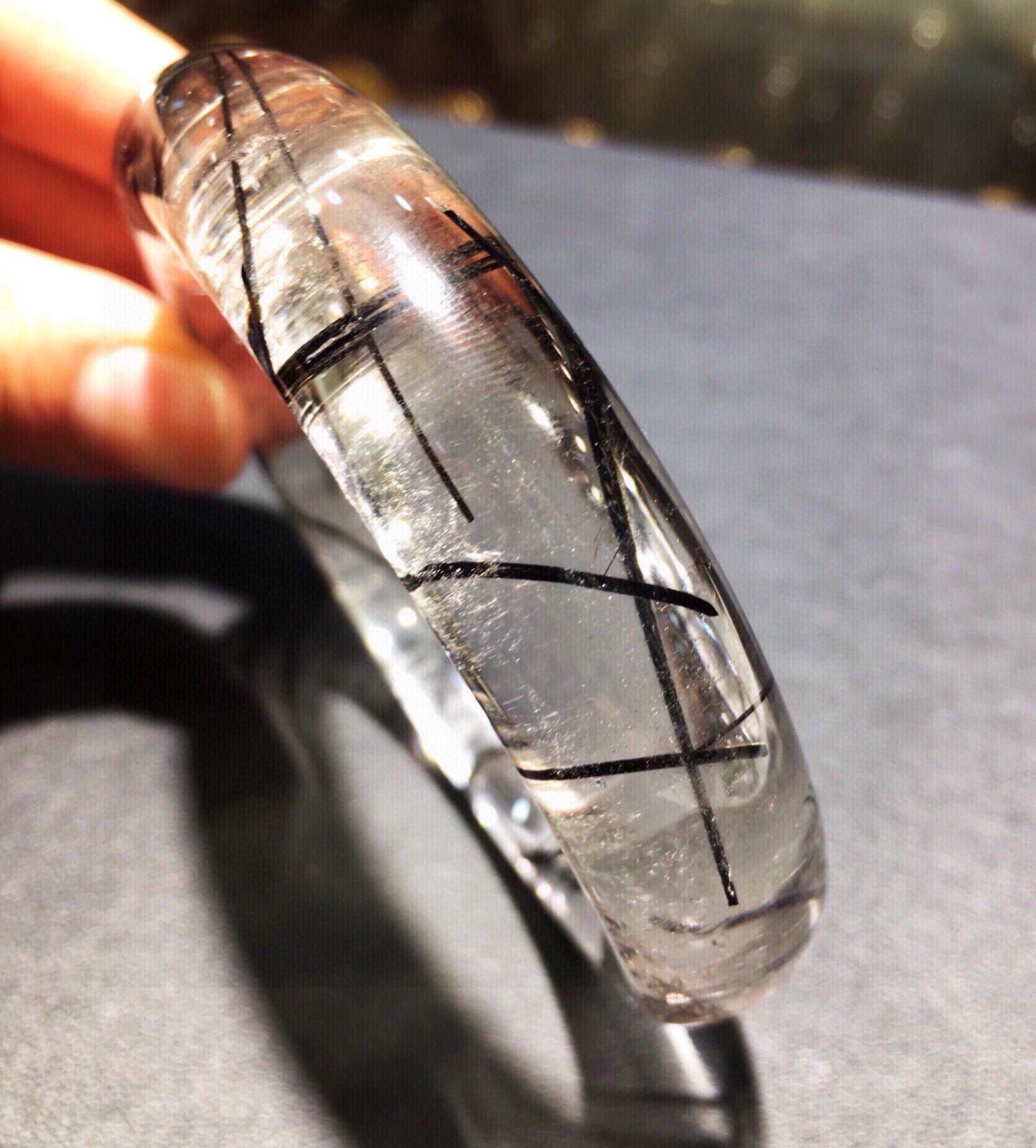 A2070 Inside Diameter 56.5 MM Beautiful Black Rutilated Quartz Crystal Bracelet