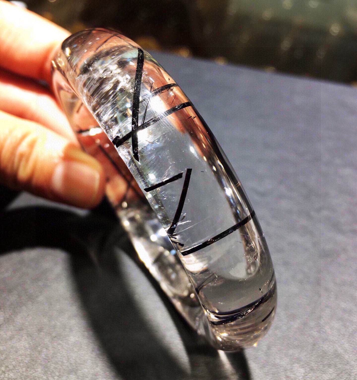 A2070 Inside Diameter 56.5 MM Beautiful Black Rutilated Quartz Crystal Bracelet