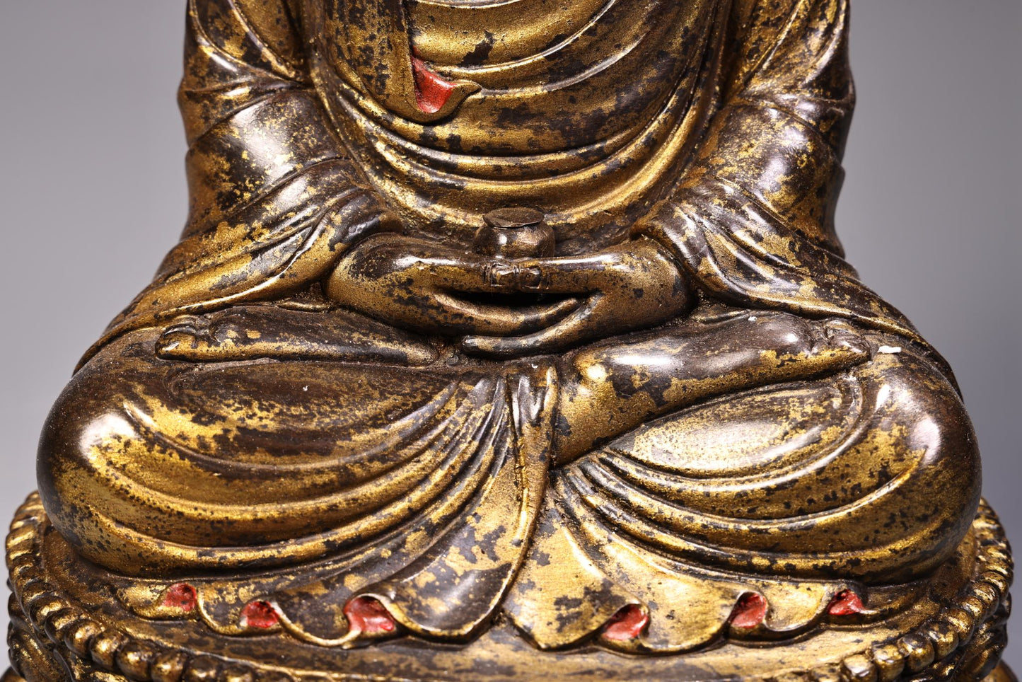 A2096 Vintage Chinese Gilt Gold Bronze Siddhartha Buddha Statue