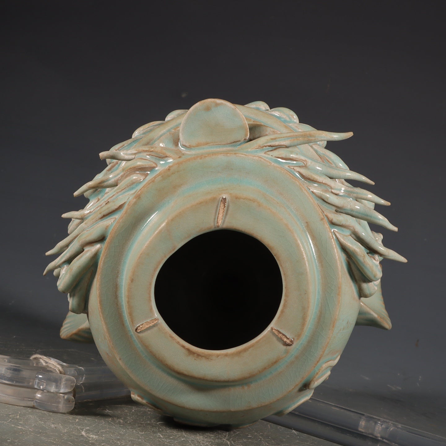 A2111 A Pair Chinese Ru Kiln Fortune Lion Porcelain Incense Burner