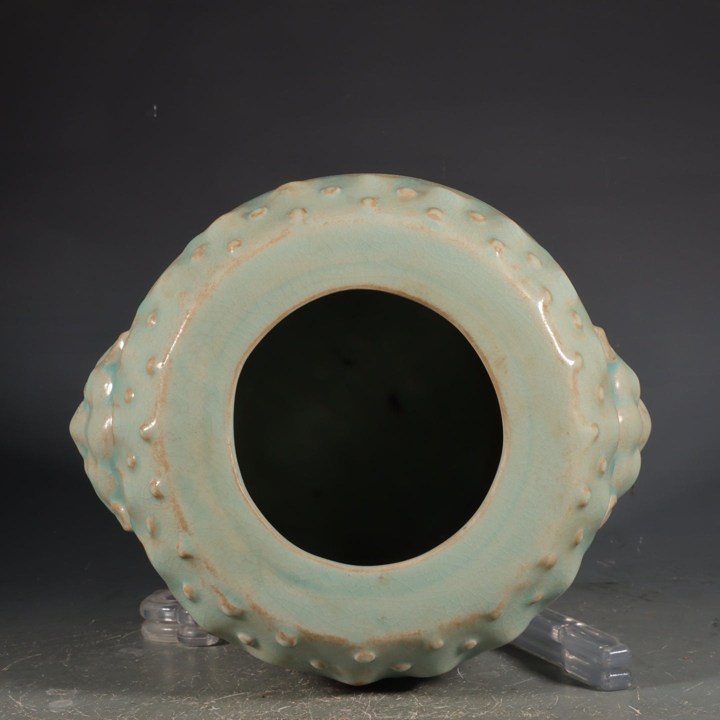 A2111 A Pair Chinese Ru Kiln Fortune Lion Porcelain Incense Burner