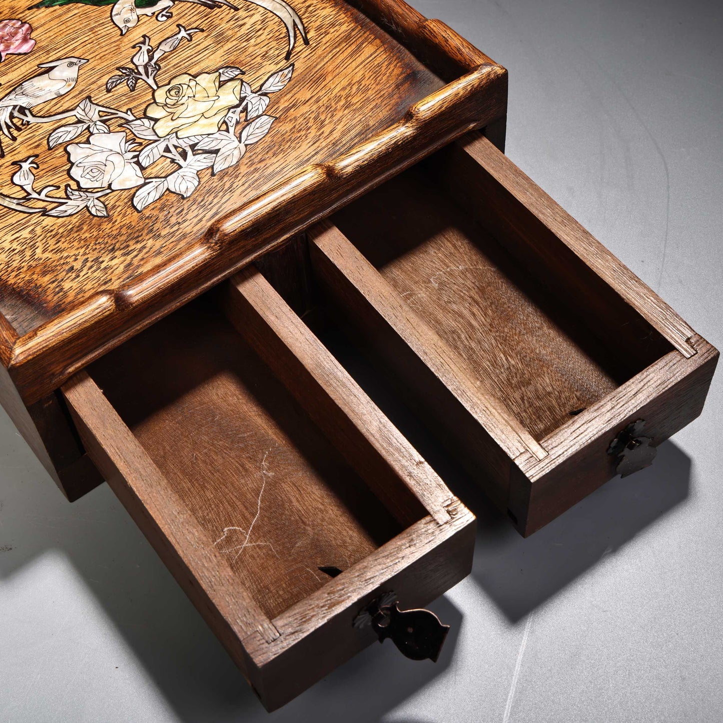 A2128 Chinese Huali Wood Inlay Shell Flowers Bird Design Jewellery Box