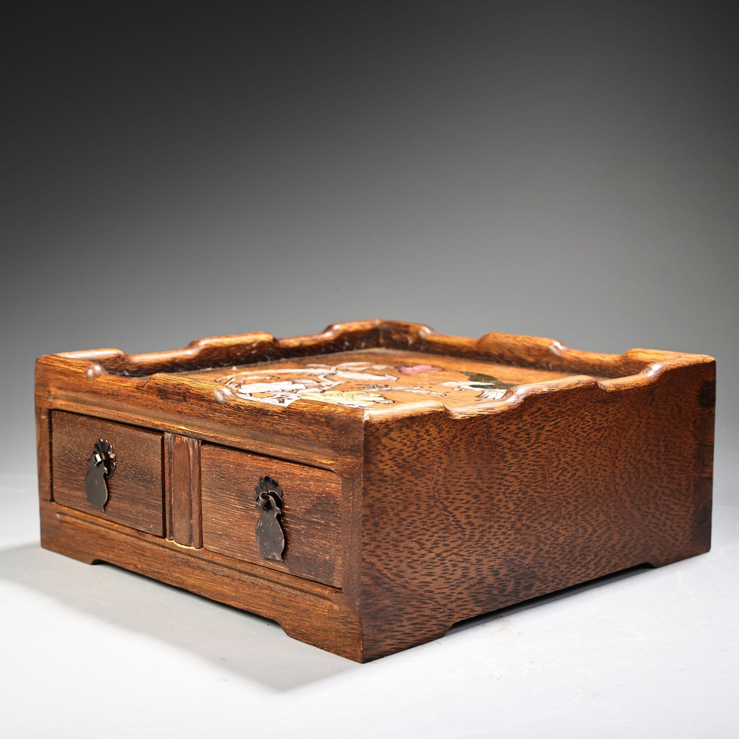 A2128 Chinese Huali Wood Inlay Shell Flowers Bird Design Jewellery Box
