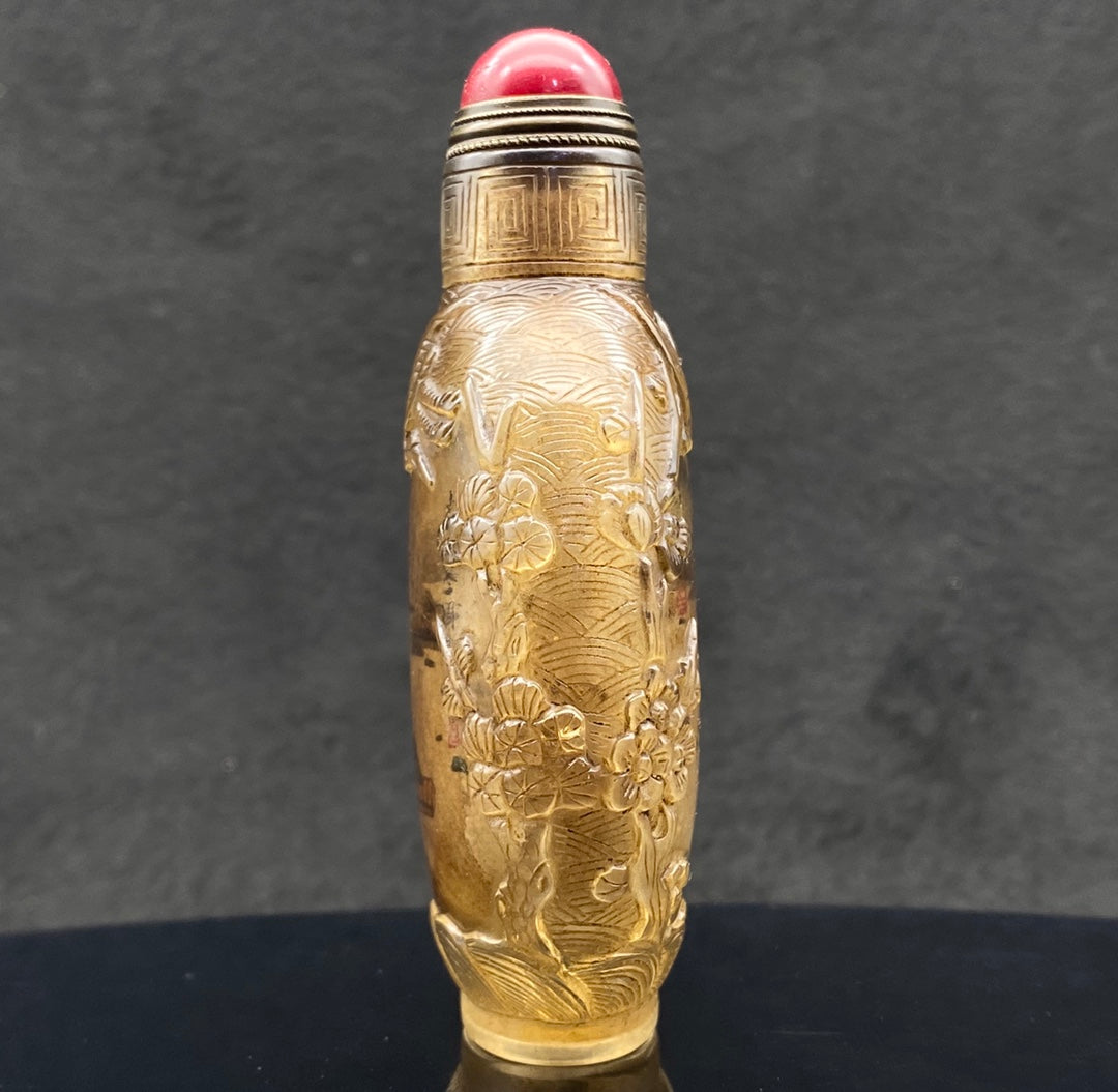 A2133 Old Chinese Peking Glass Inside Painting Mountain River Scene Design Snuff Bottle w Stopper