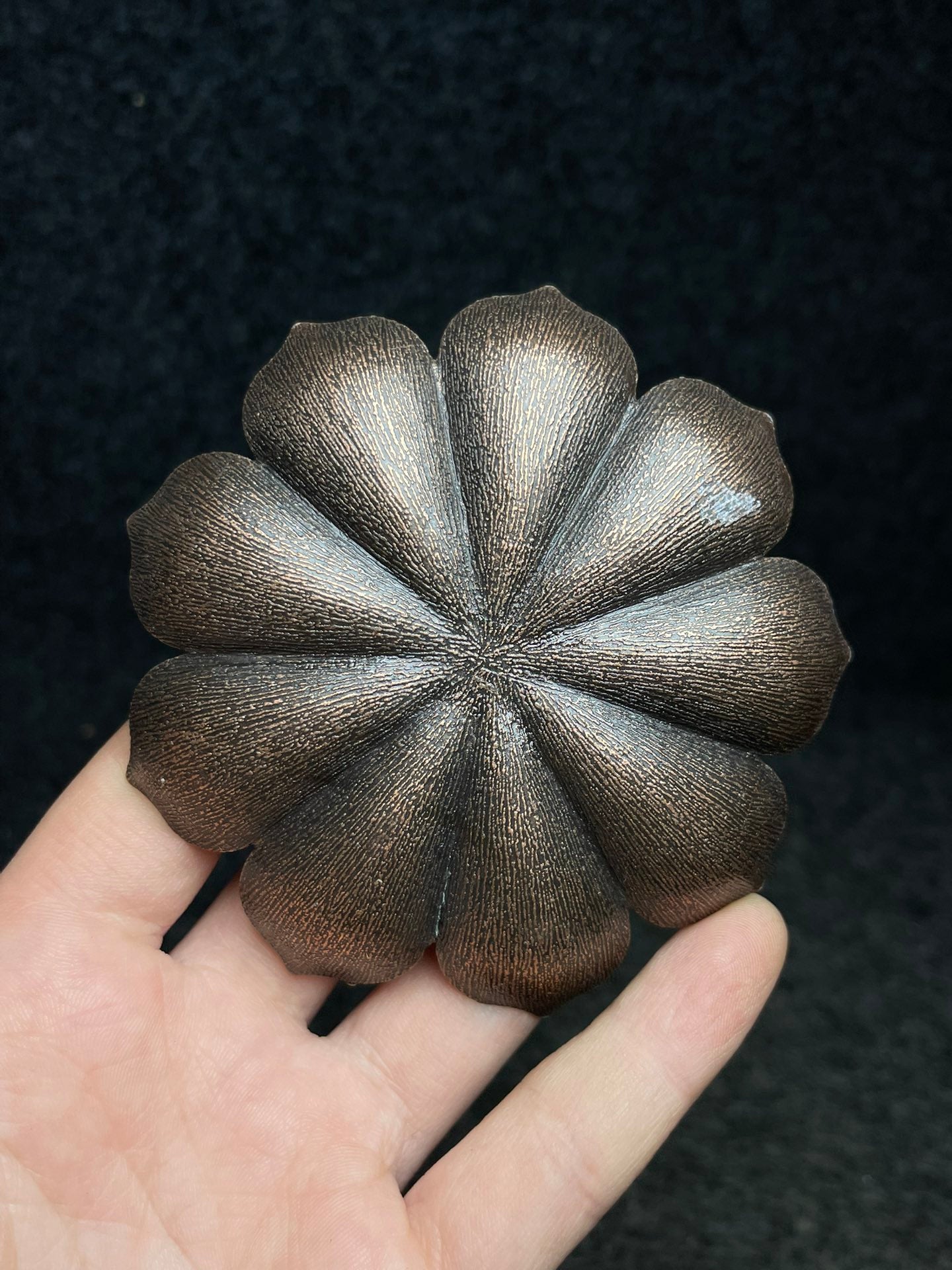 A2141 Vintage Chinese Copper Lotus Flower Incense Burning Tool & Huali Wood Inlay Gem Box