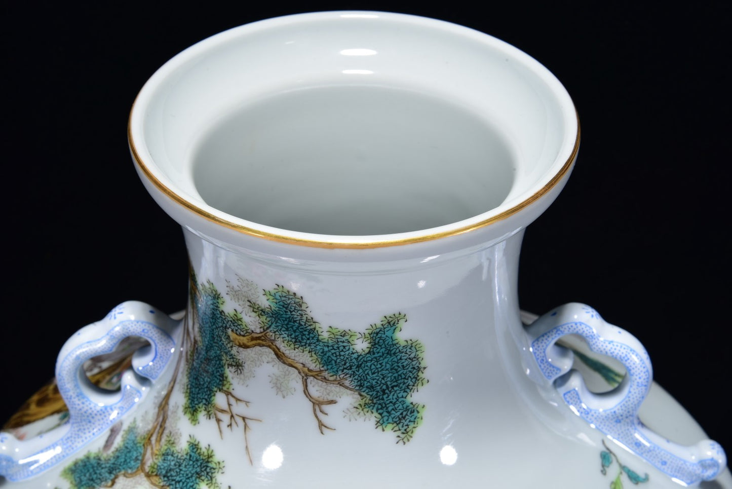A2177 Chinese Gilt Edge Famille Rose Horse & Monkey Design Porcelain Vase