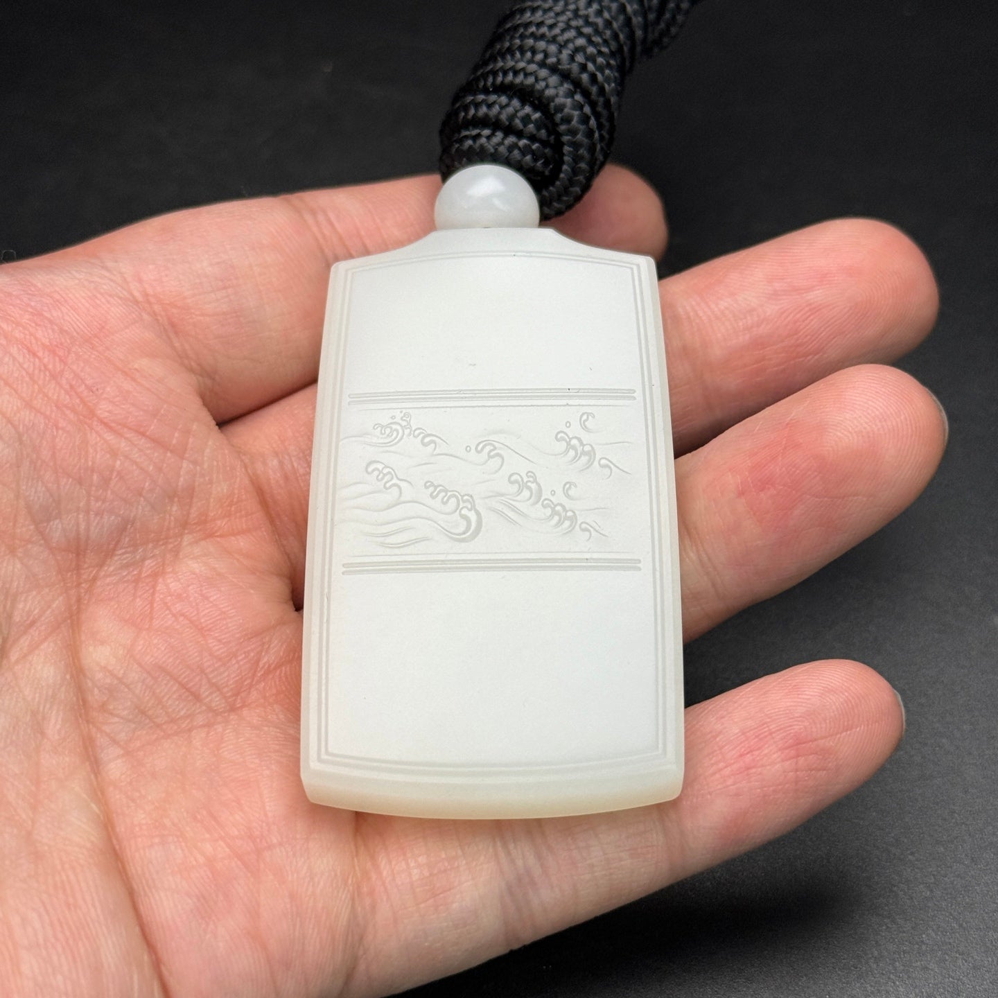 A2190 Chinese Natural Hetian Jade Low Relief Lotus Flower Pendant