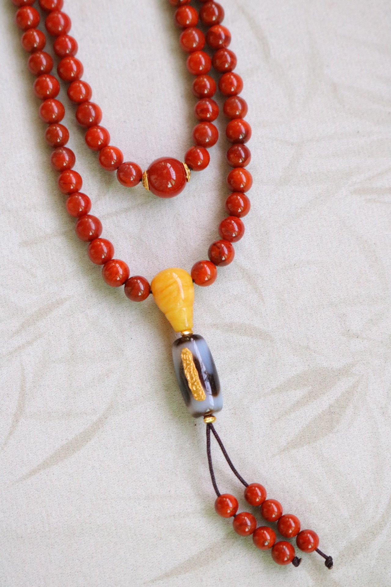A2194 Beautiful Chinese Nanhong Agate Beads Necklace