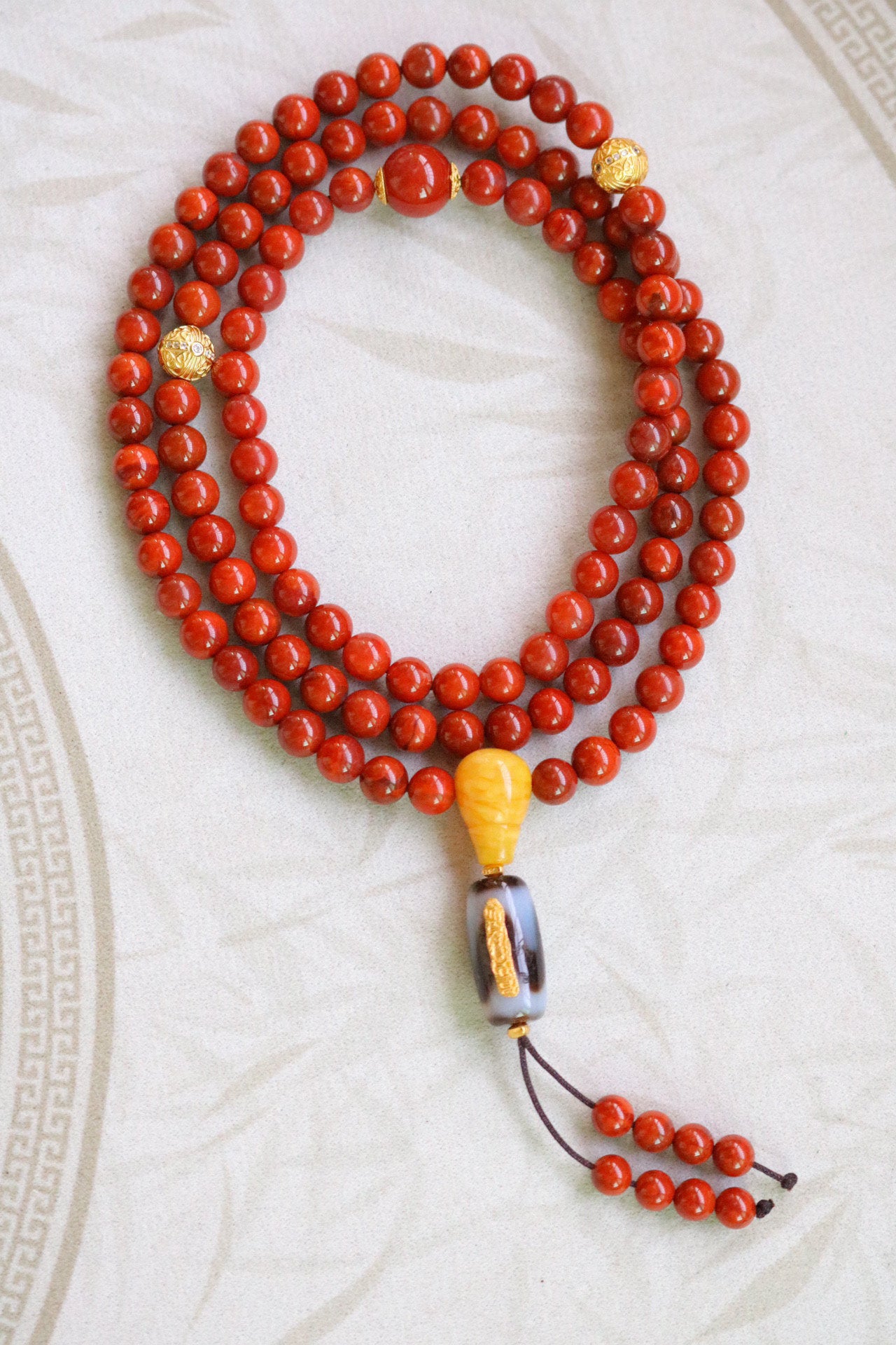 A2194 Beautiful Chinese Nanhong Agate Beads Necklace