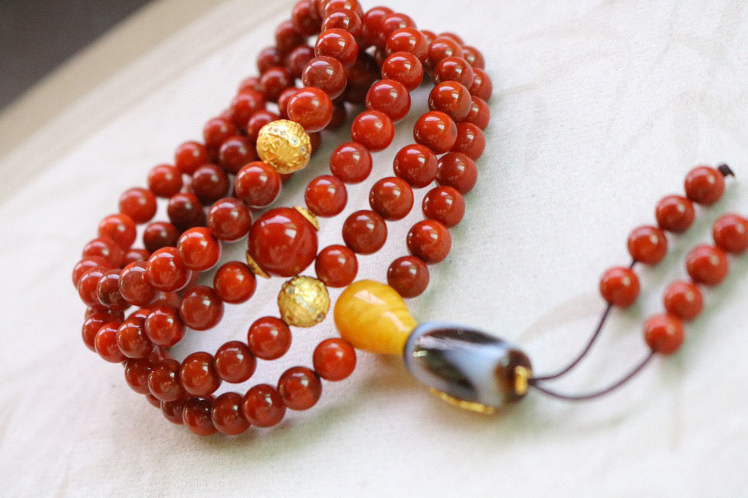 A2194 Beautiful Chinese Nanhong Agate Beads Necklace