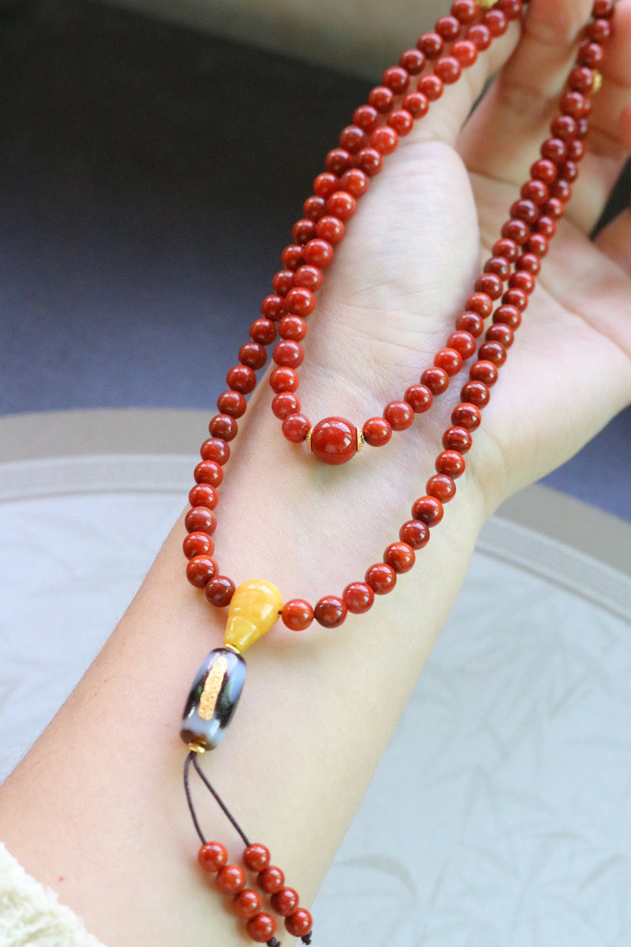 A2194 Beautiful Chinese Nanhong Agate Beads Necklace