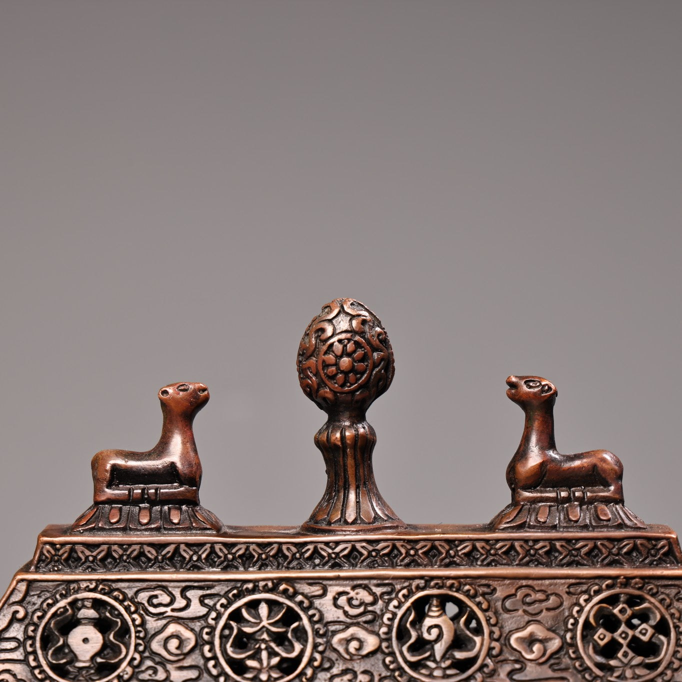 A2200 Vintage Chinese Copper Inlay Gems Double Ear Fortune Dragon Incense Burner