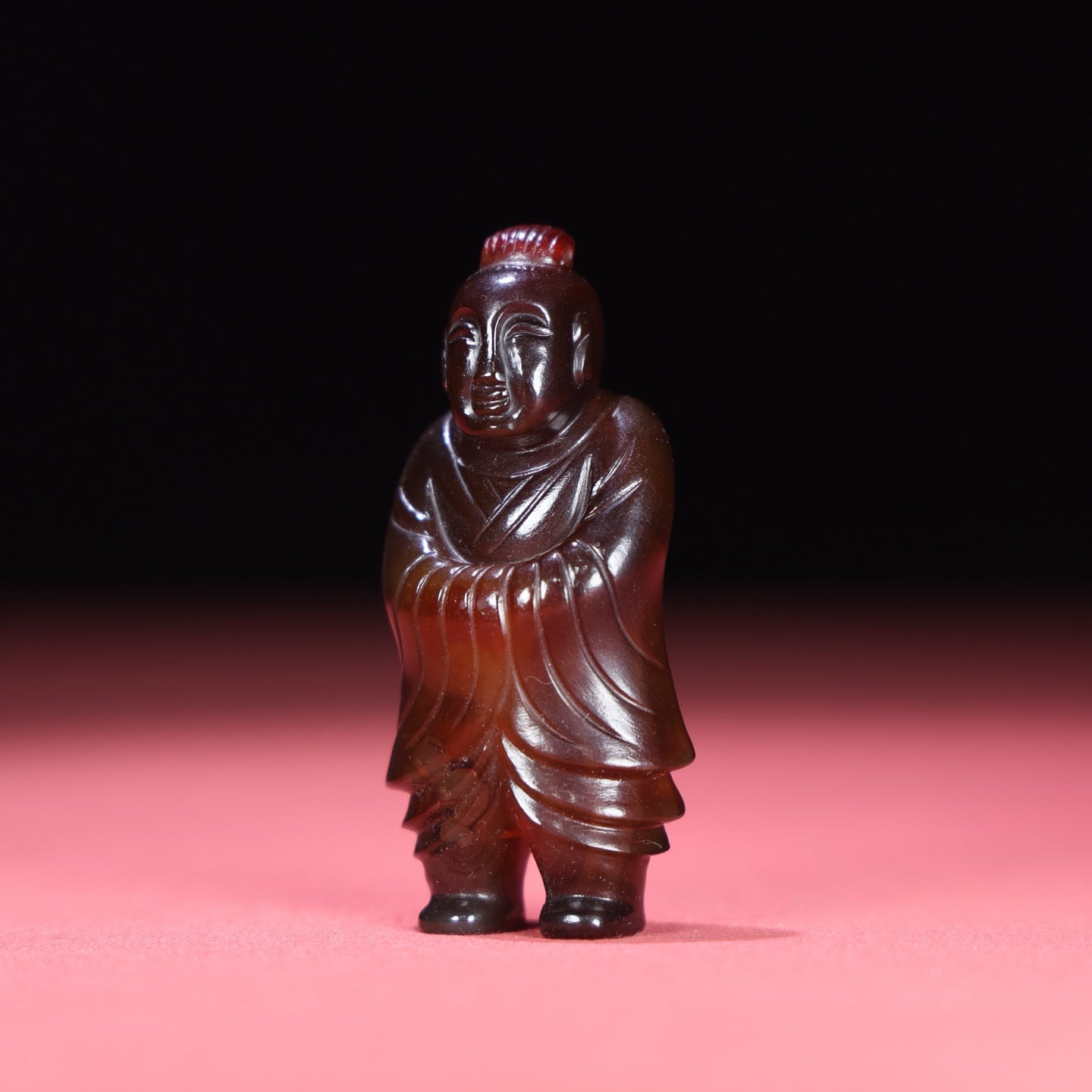 A2213 Vintage Chinese Agate Carved Kid Pendant