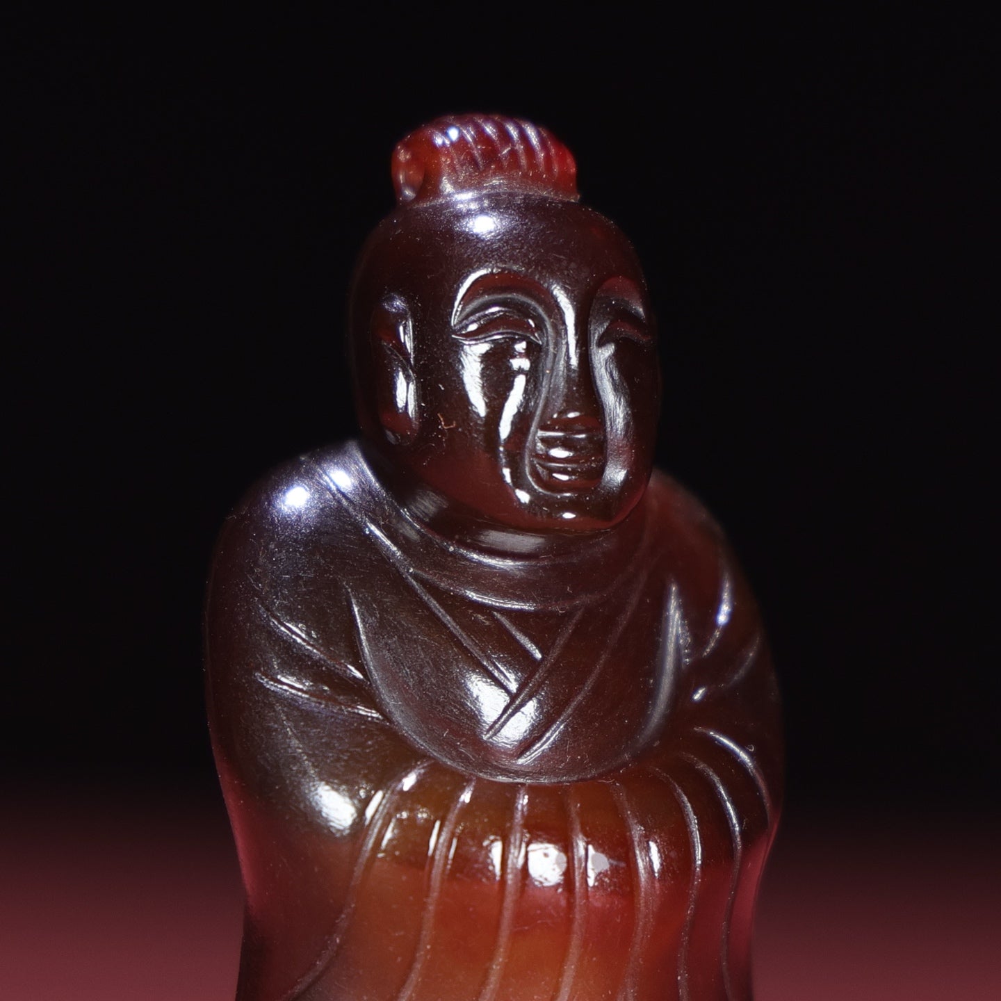 A2213 Vintage Chinese Agate Carved Kid Pendant