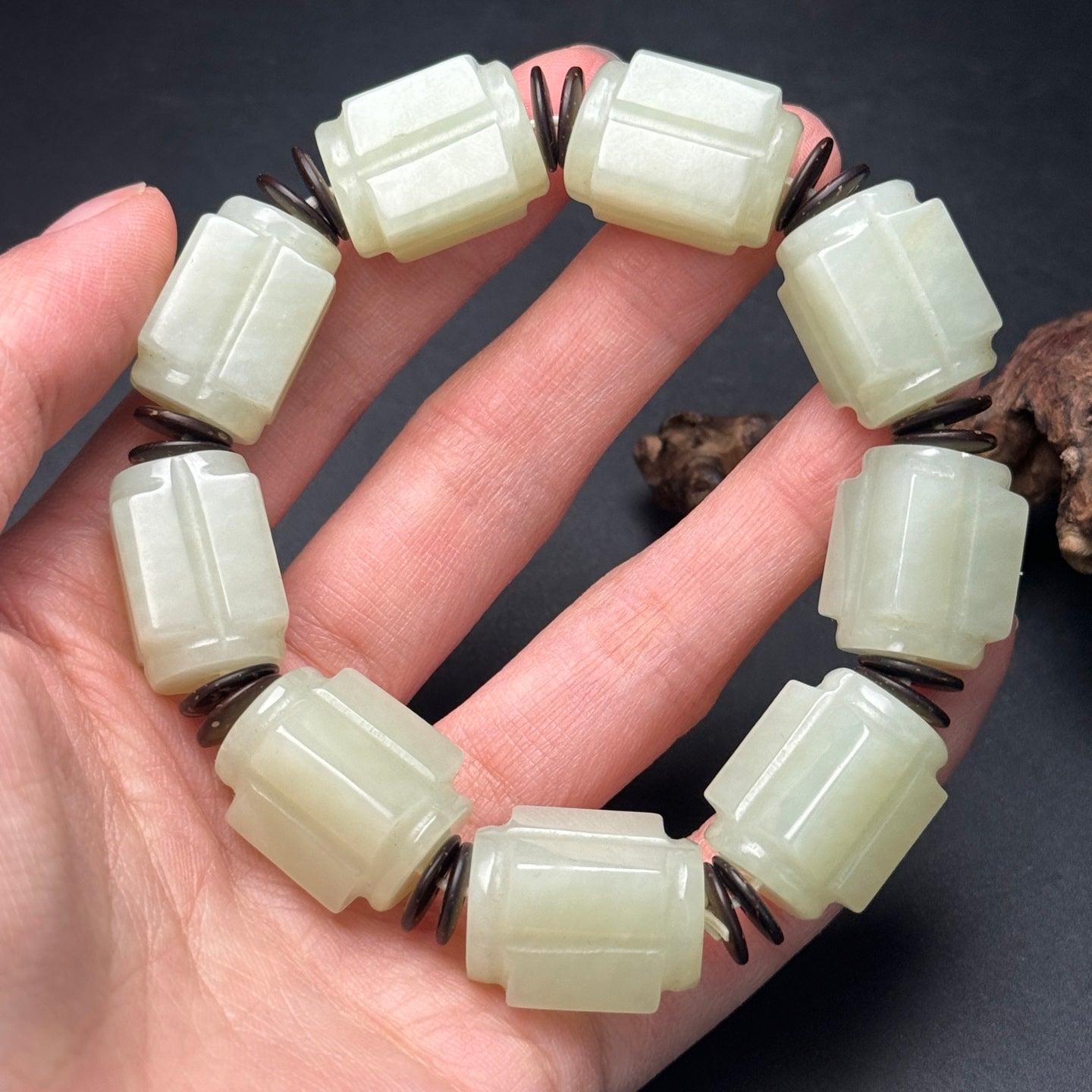A2228 Superb Chinese Hetian Jade Beads Bracelet
