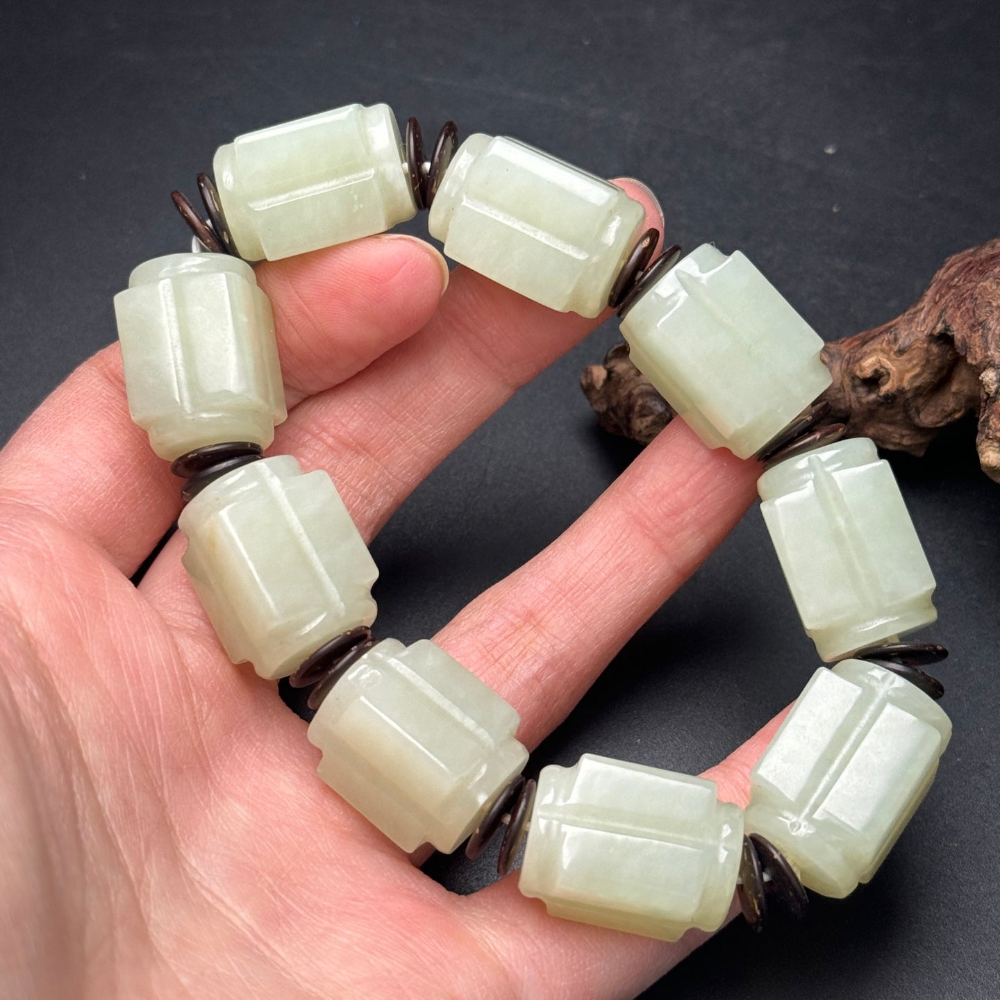 A2228 Superb Chinese Hetian Jade Beads Bracelet