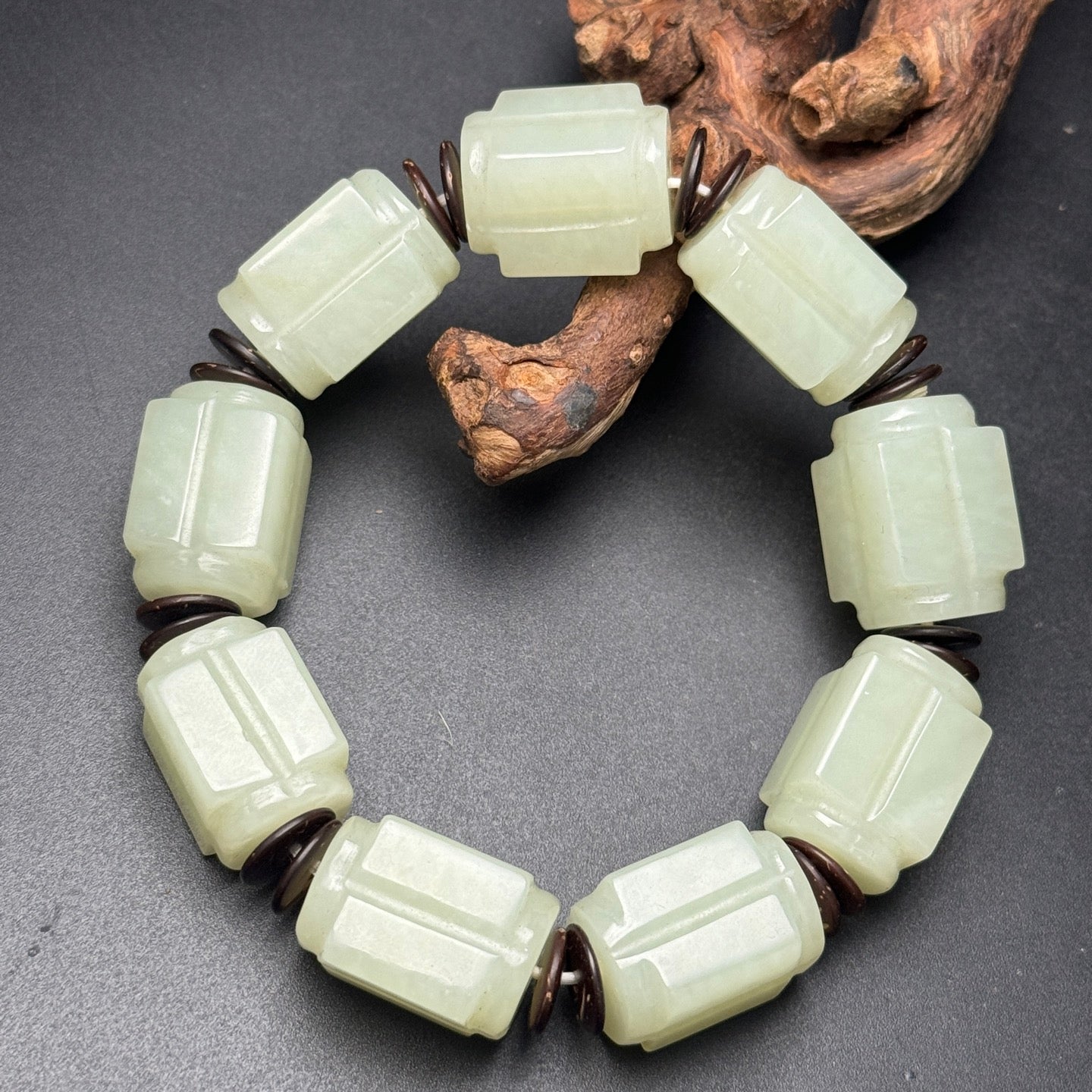 A2228 Superb Chinese Hetian Jade Beads Bracelet