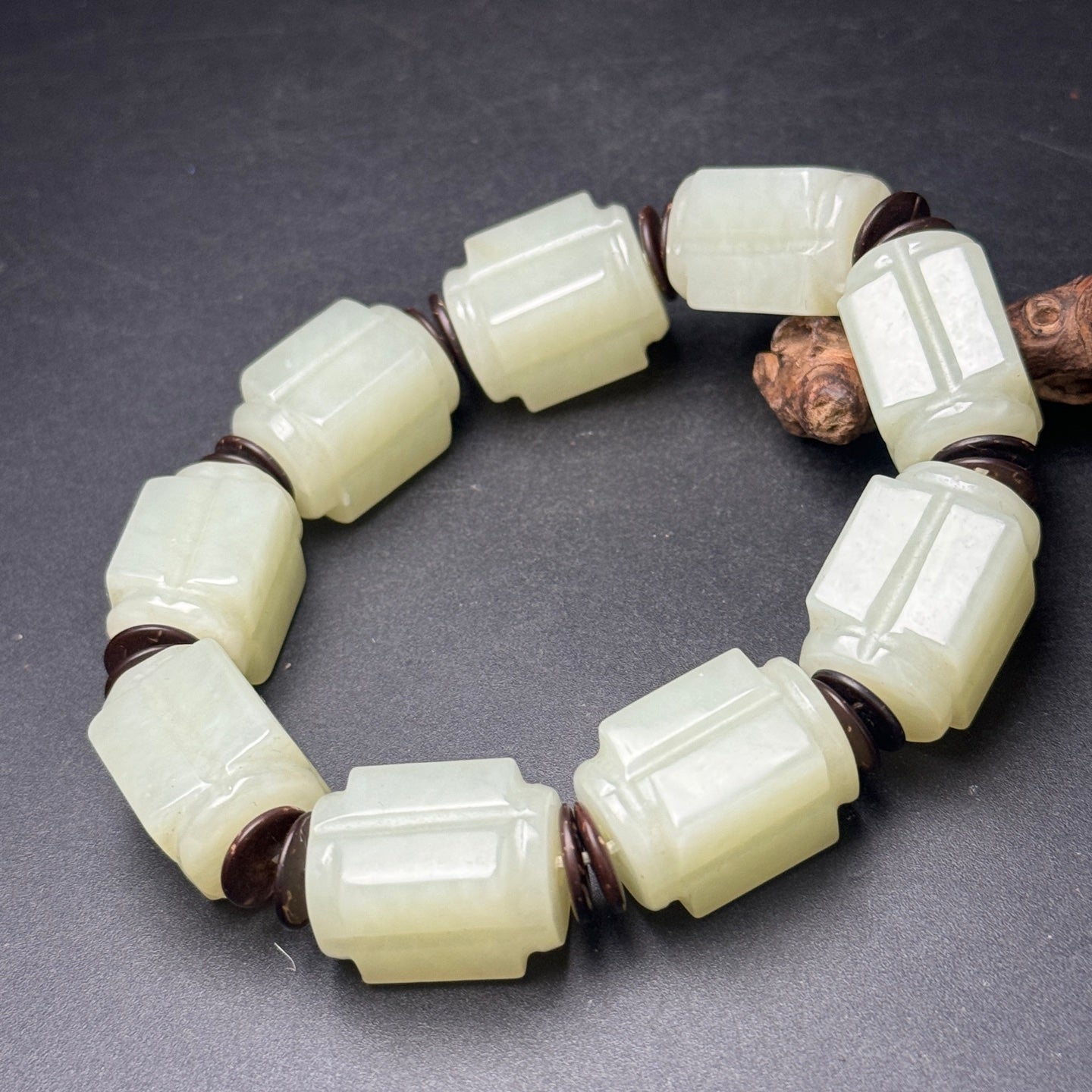 A2228 Superb Chinese Hetian Jade Beads Bracelet