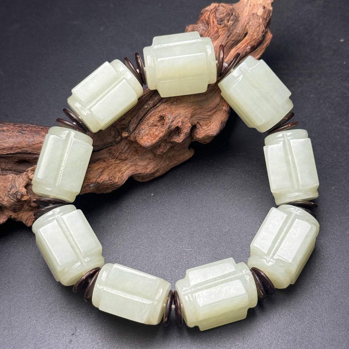 A2228 Superb Chinese Hetian Jade Beads Bracelet