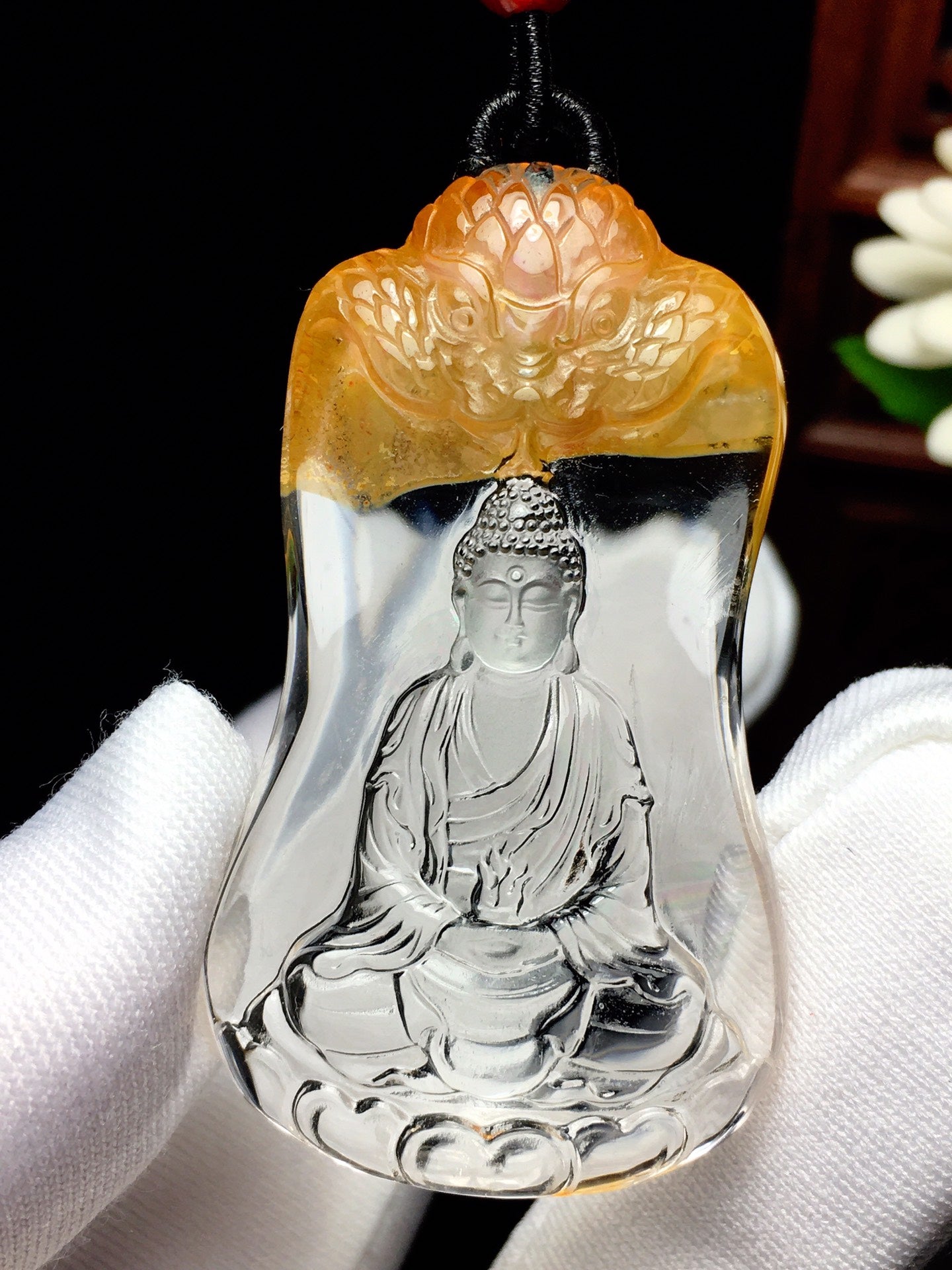 A2247 Exquisite Crystal Carved Siddhartha Buddha Pendant