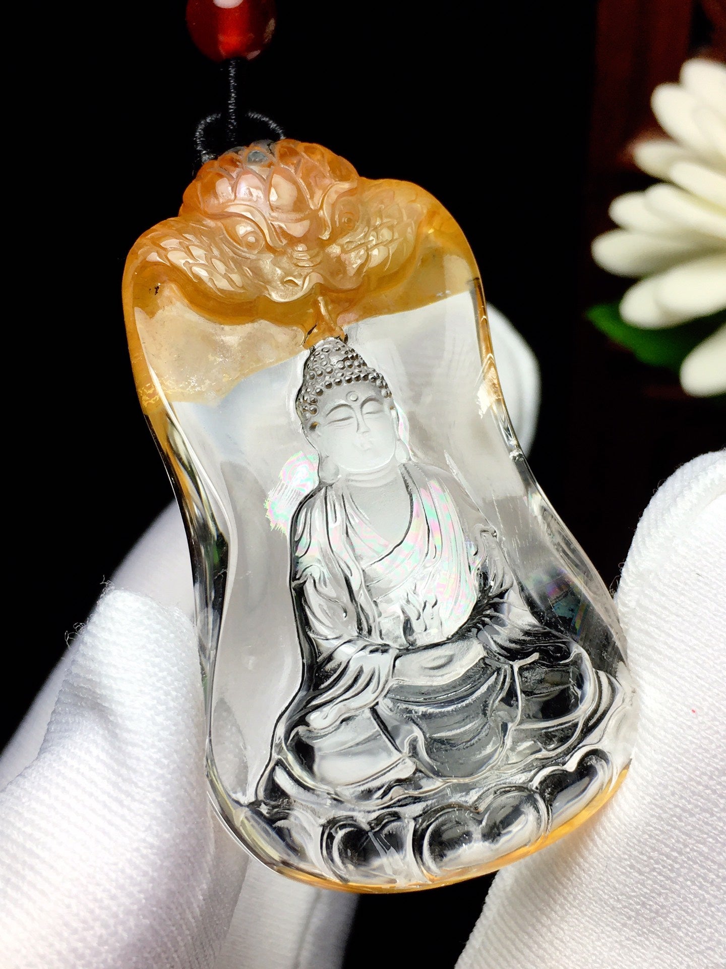 A2247 Exquisite Crystal Carved Siddhartha Buddha Pendant