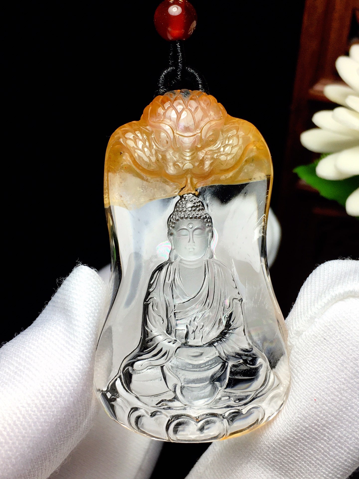 A2247 Exquisite Crystal Carved Siddhartha Buddha Pendant