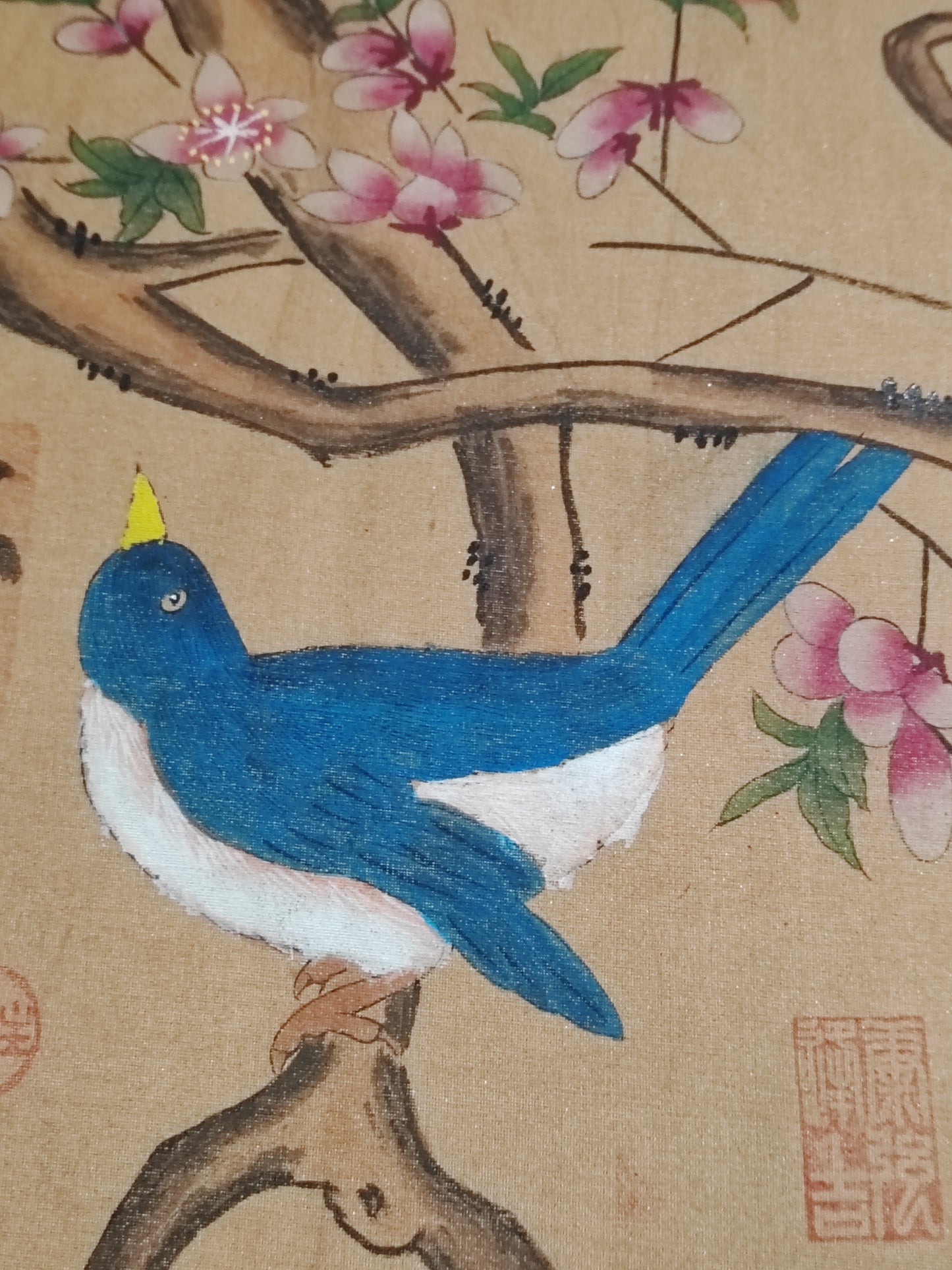 A2252 Chinese Watercolour On Silk Flowers Bird Design Painting - Ma Yuan